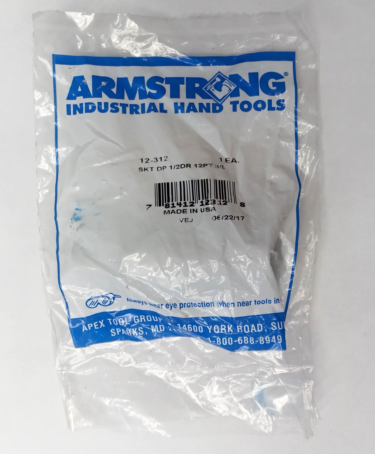 Armstrong 12-312 1/2” Drive 3/8" Deep Socket 12 points USA