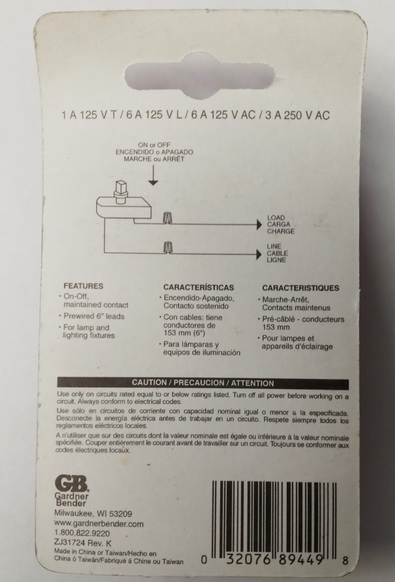 Gardner Bender GSW-24 Single Pole Push Button Switch Silver 2 pcs.