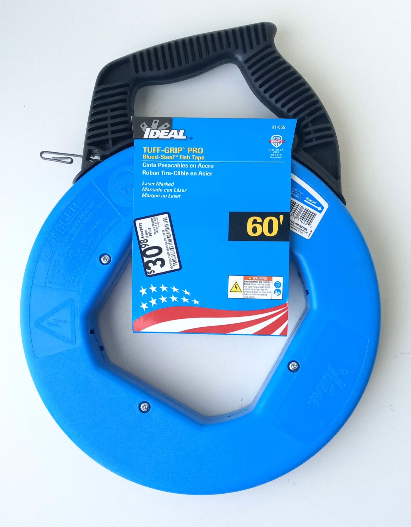 Ideal 31-055 Tuff-Grip Pro Blued-Steel Fish Tape 60' x 1/8"