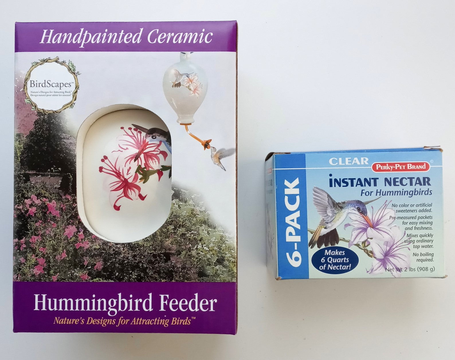 Birdscapes 272 Ceramic Hummingbird Feeder & Perky-Pet 239 Clear Instant Nectar