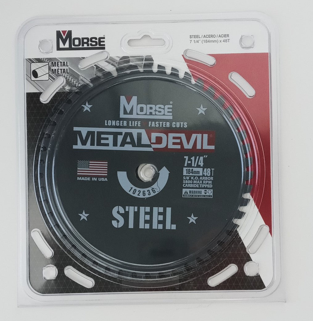 Morse 102636 MetalDevil Saw Blade Carbide Steel Cutting 7-1/4" 48T USA