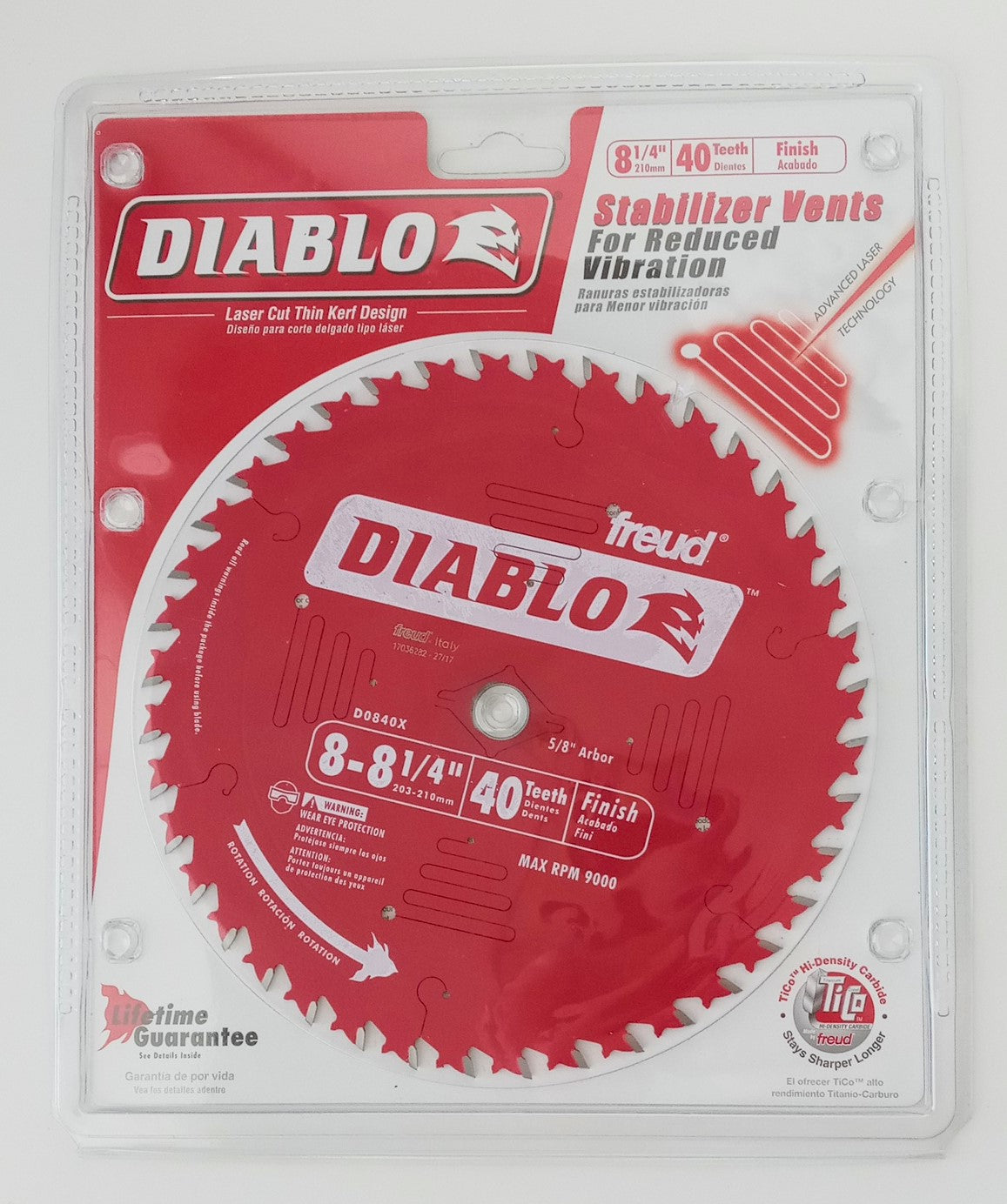 Diablo D0840X 8 1/4" 40 Tooth Finish Circular Saw Blade Italy