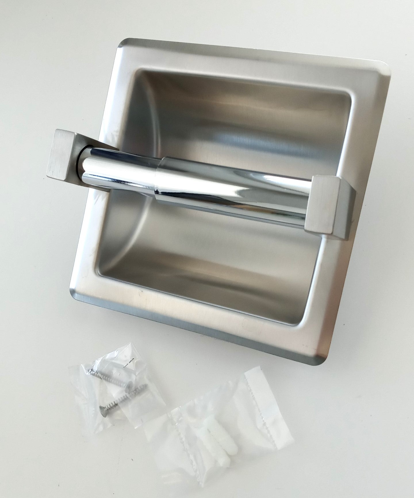 Harney Hardware 13059 Recessed Toilet Paper Holder, Brushed Stainless Steel
