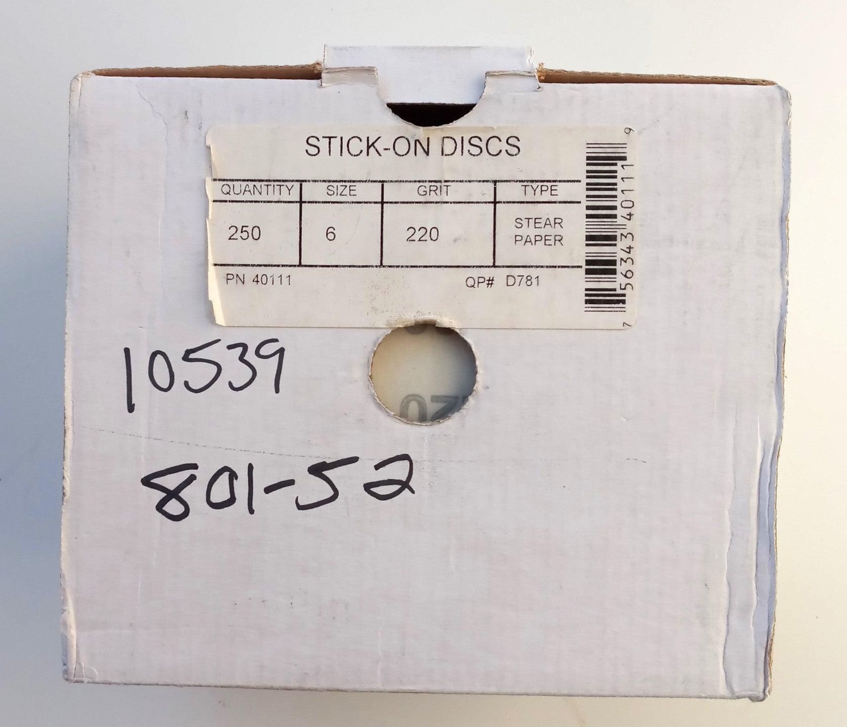 PN40111 250pc Stear Paper Stick-On Disc Roll 6in 220grit