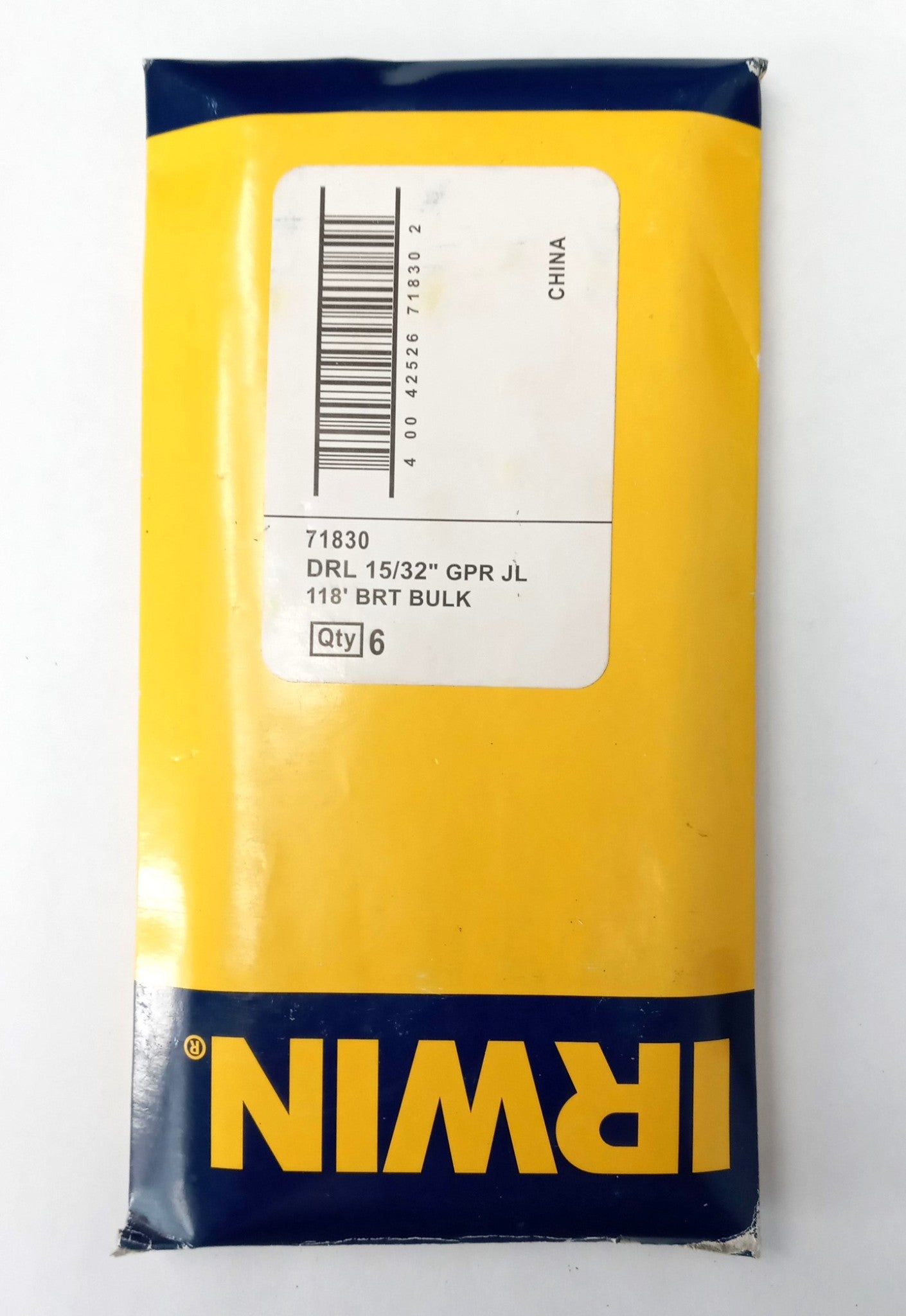 Irwin 71830 15/32" Reduced Shank Hss Drill Bit, (6 Pack)