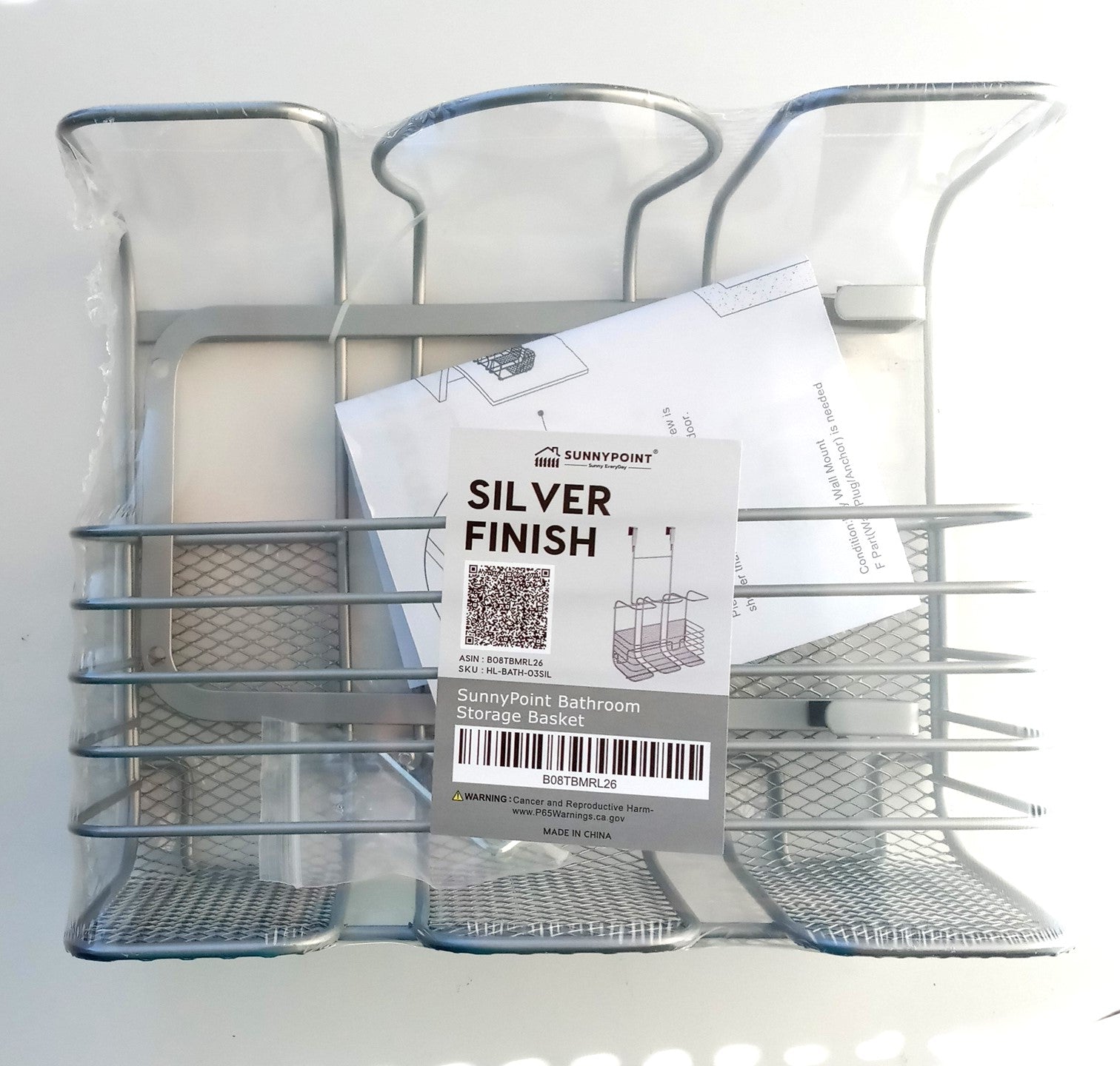 SunnyPoint 3-Basket Door Hanging Bathroom Storage