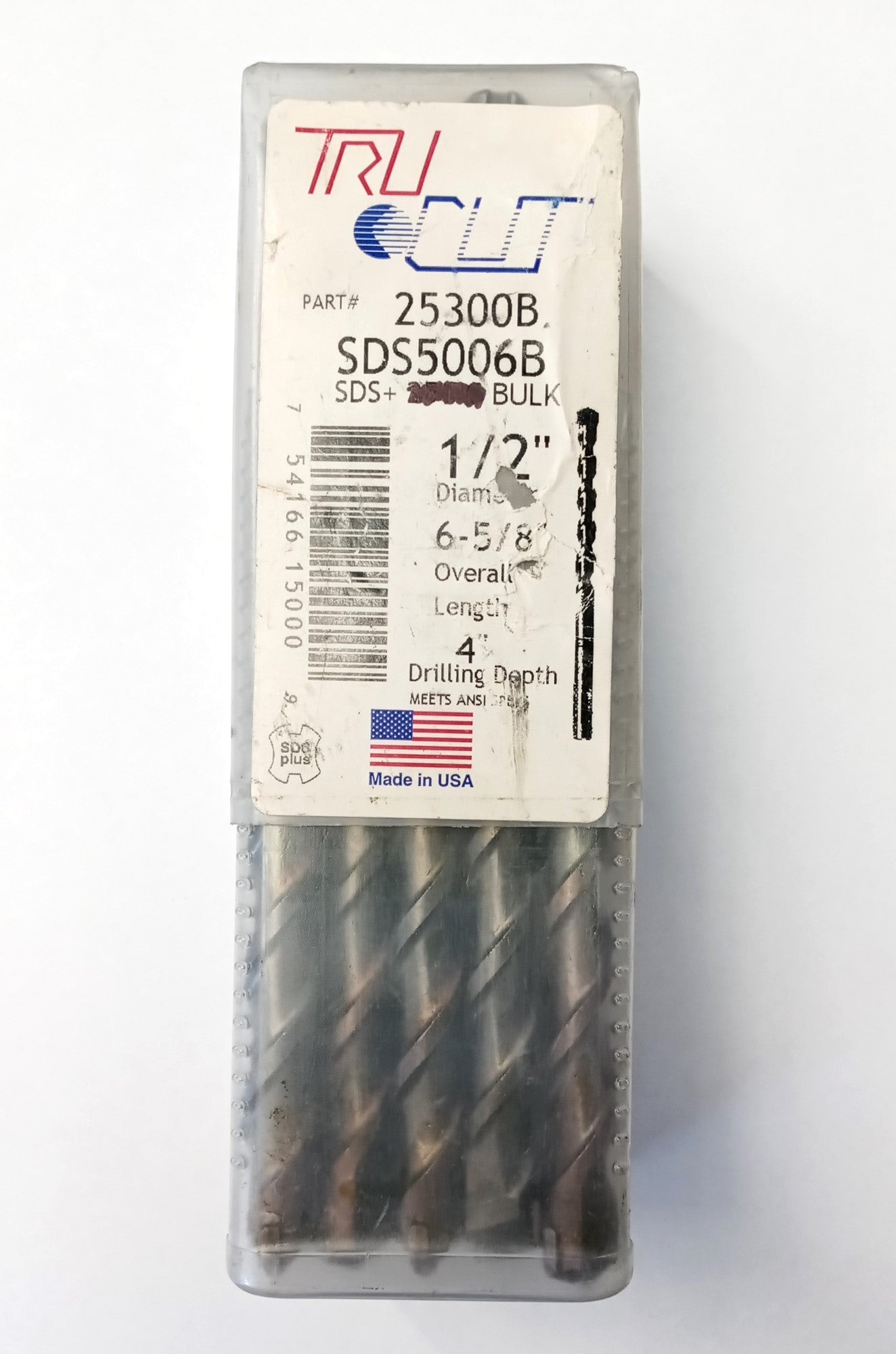 TruCut 25300B 15pcs SDS+ 1/2" x 4" Hammer Drill Bits USA