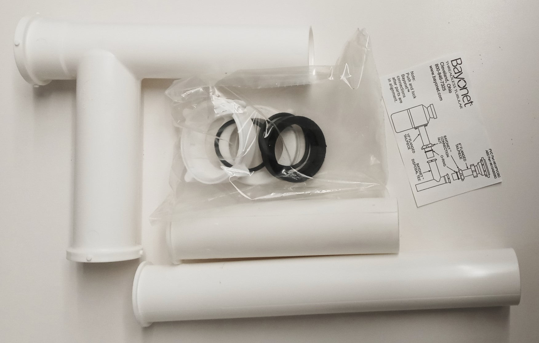 Bayonet 26015 Threadless Tubular Leak-Free Garbage Disposal Kit Made in USA