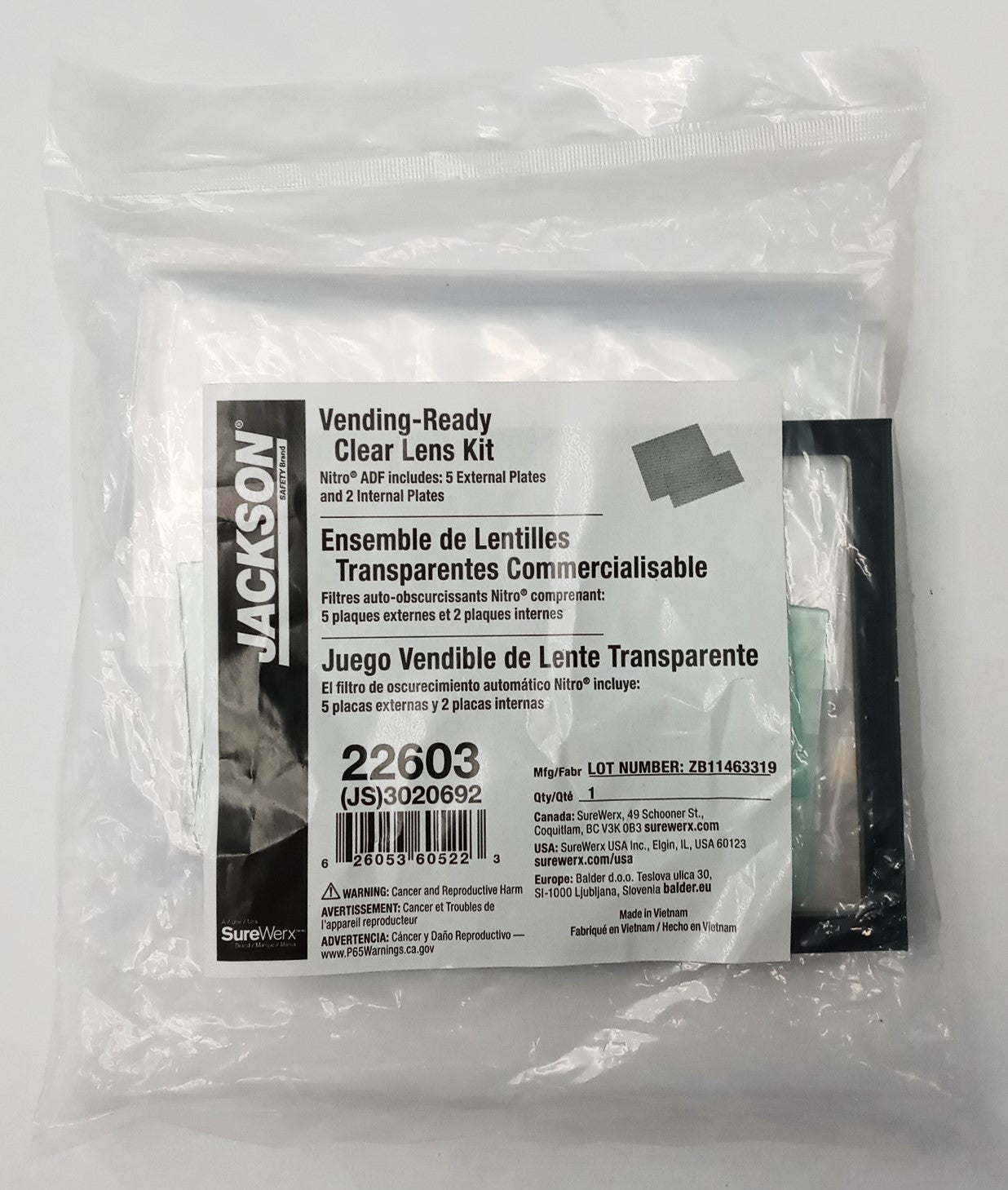Jackson Safety 22603 Nitro ADF 3-Sensor Lens Kit