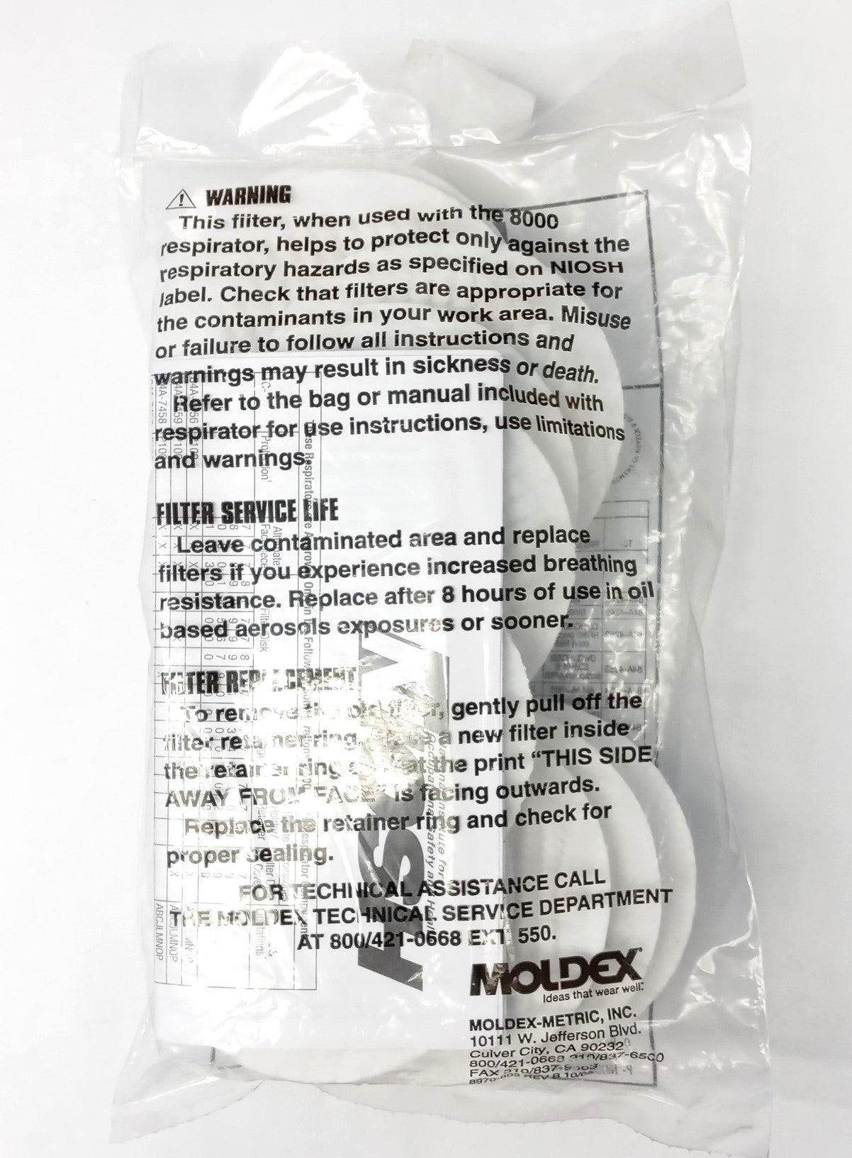 Moldex 8970 R95 Particulate Filter For Oil And Non-Oil Based Particulates 10pk