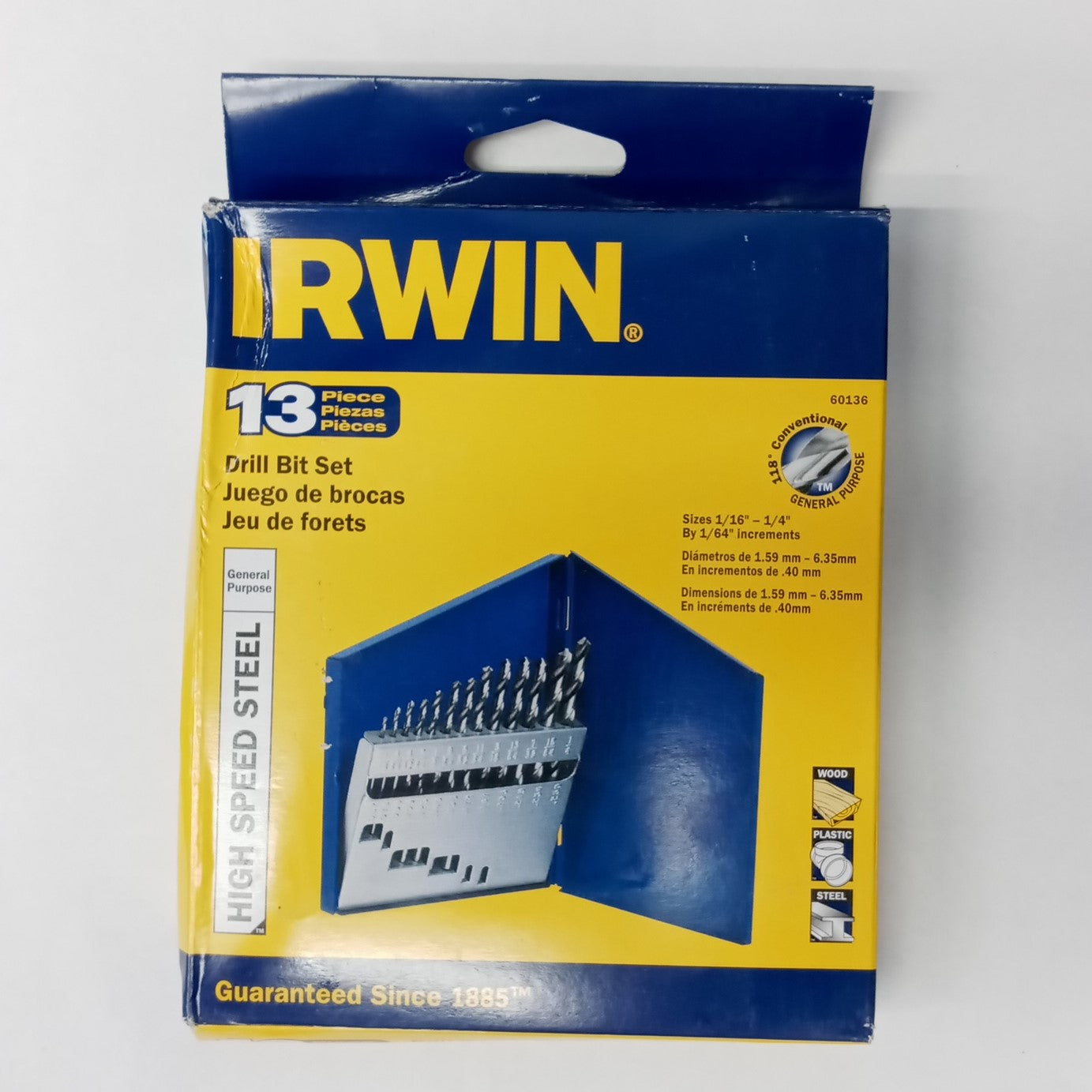 IRWIN 60136 High Speed Steel Drill Bit 13 pc Set With Case