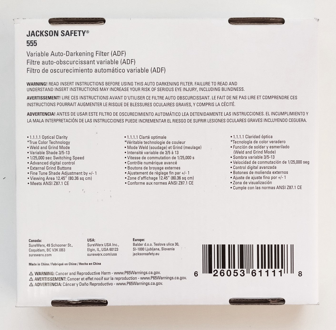 Jackson Safety 46452 TRANSLIGHT 555 Replacement Variable Auto-Darkening Filter