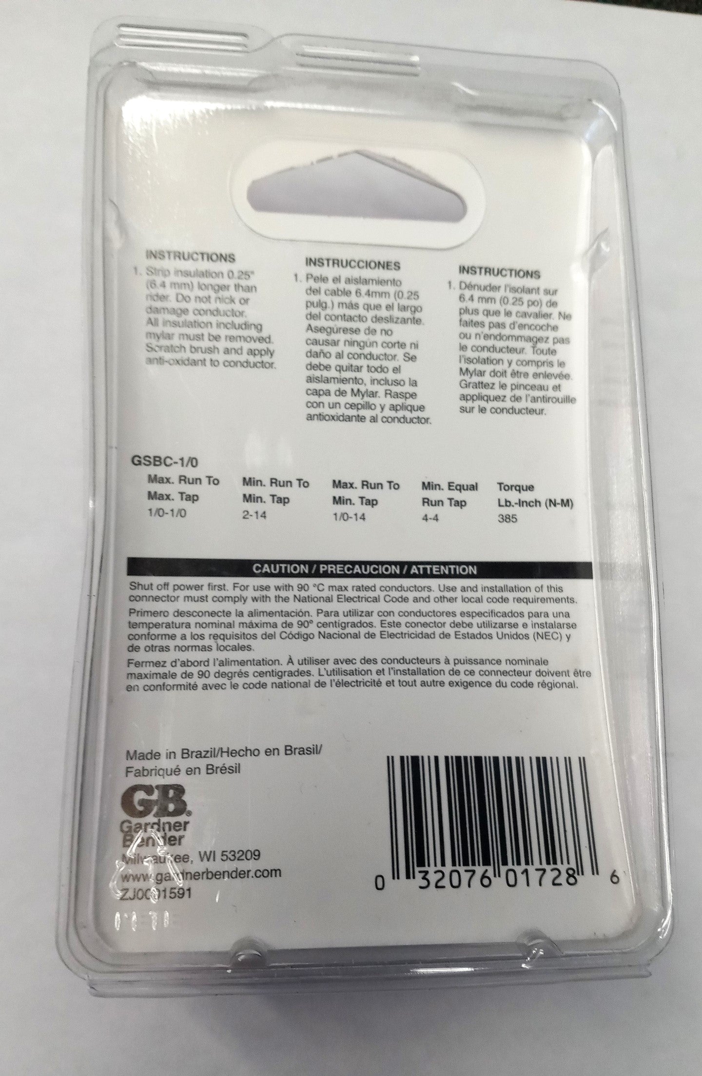 Gardner Bender GSBC-1/0 #4-#0 AWG Solid Copper Split Bolt Connector (2 Packs)