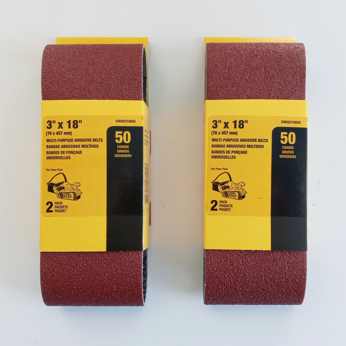 Dewalt DWAB318050 3" x 18 Abrasive Sanding Belts 50 Grit 2pk-2ea