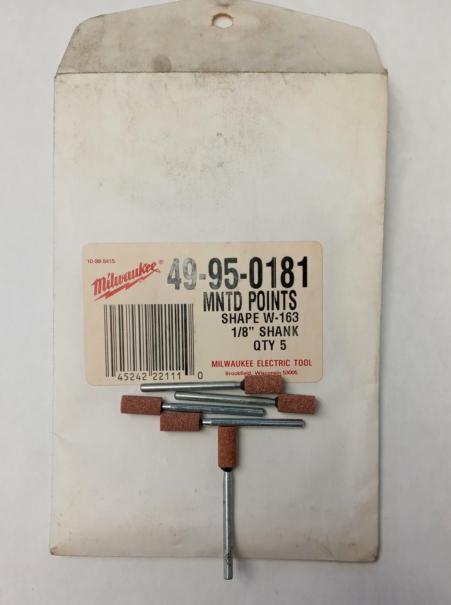 Milwaukee 49-95-0181 Shape W-163 Mounted Points 1/8" Shank