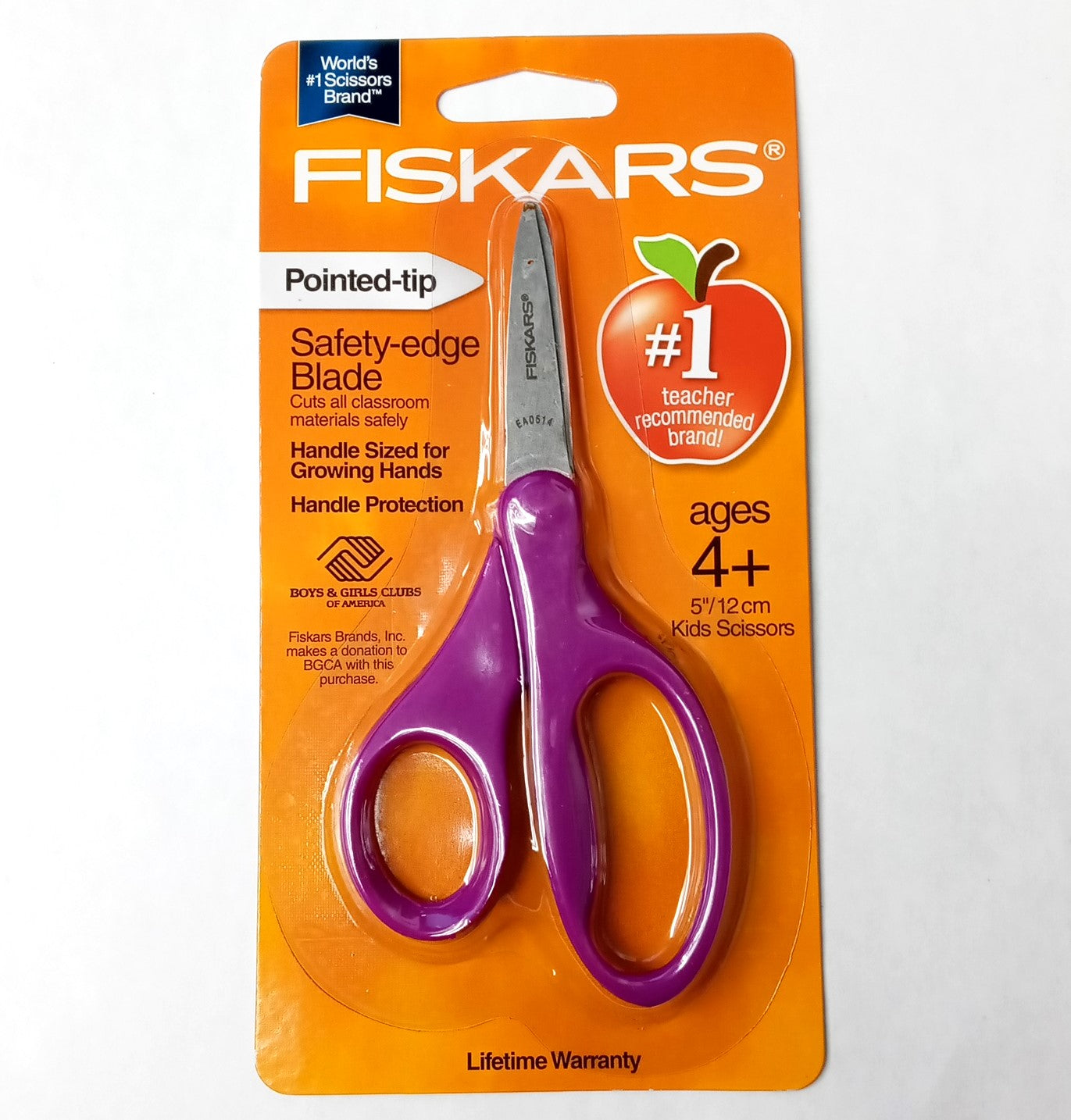 Fiskars 94307097J Pointed Tip Safety Edge 5" Kids Scissors (random colors) 2pcs