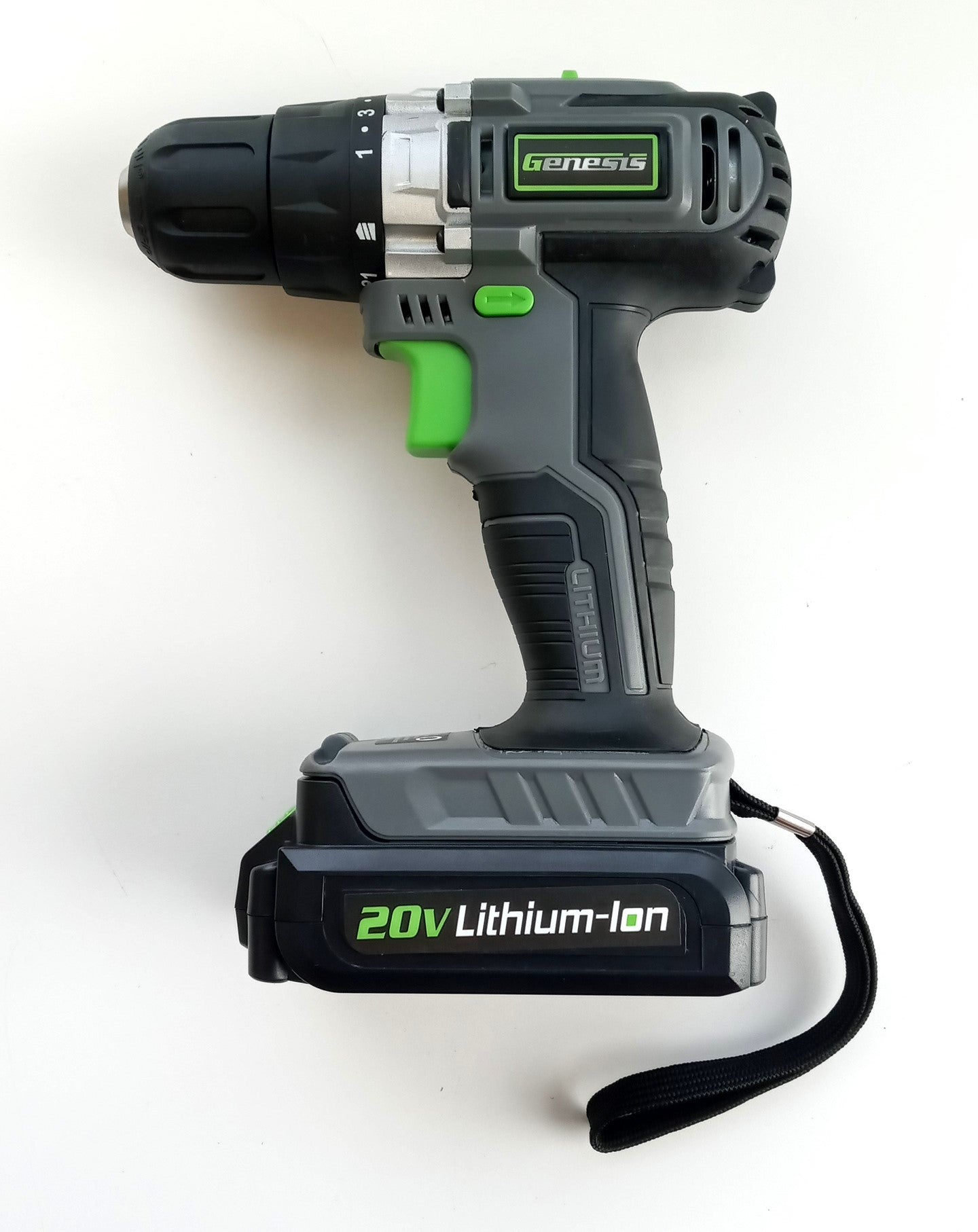 Genesis GLCD2038A 20V Lithium-ion Battery-Powered Cordless Variable Speed Drill