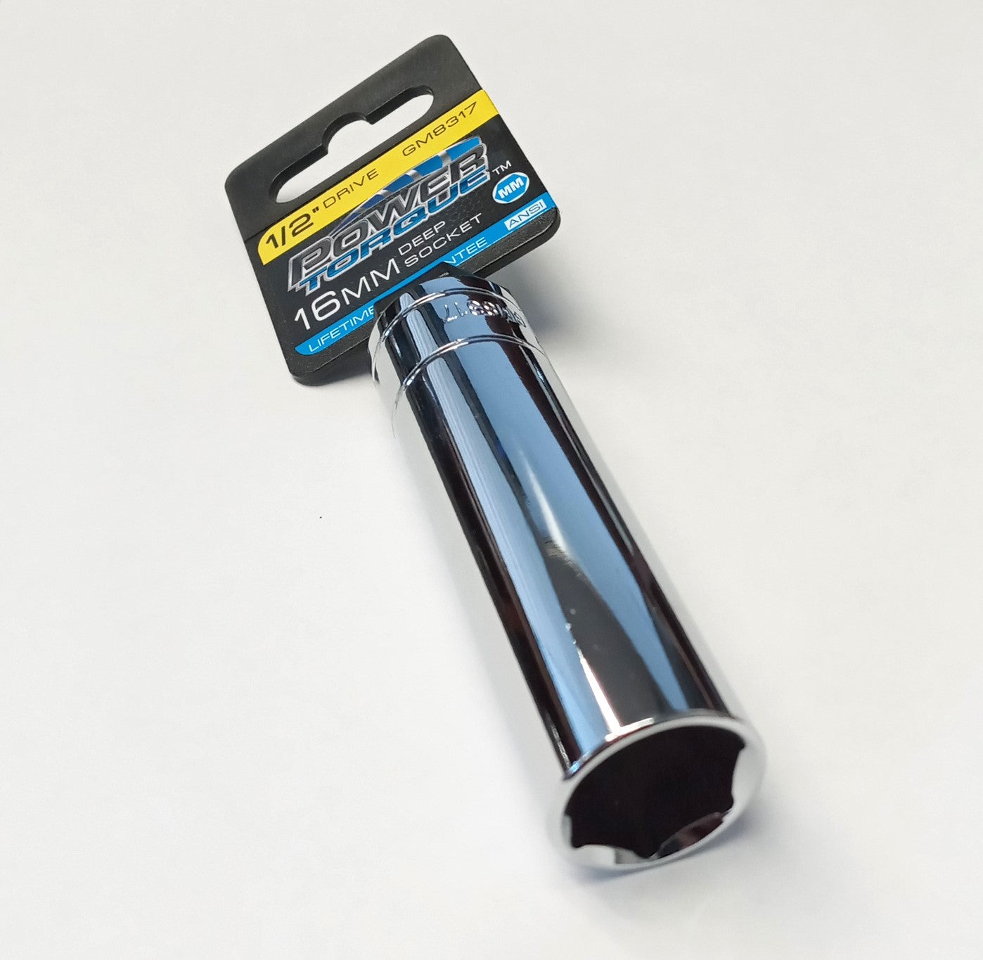 Power Torque GM8317 16mm Socket 1/2 Drive Deep 6 PT Metric 2pcs.