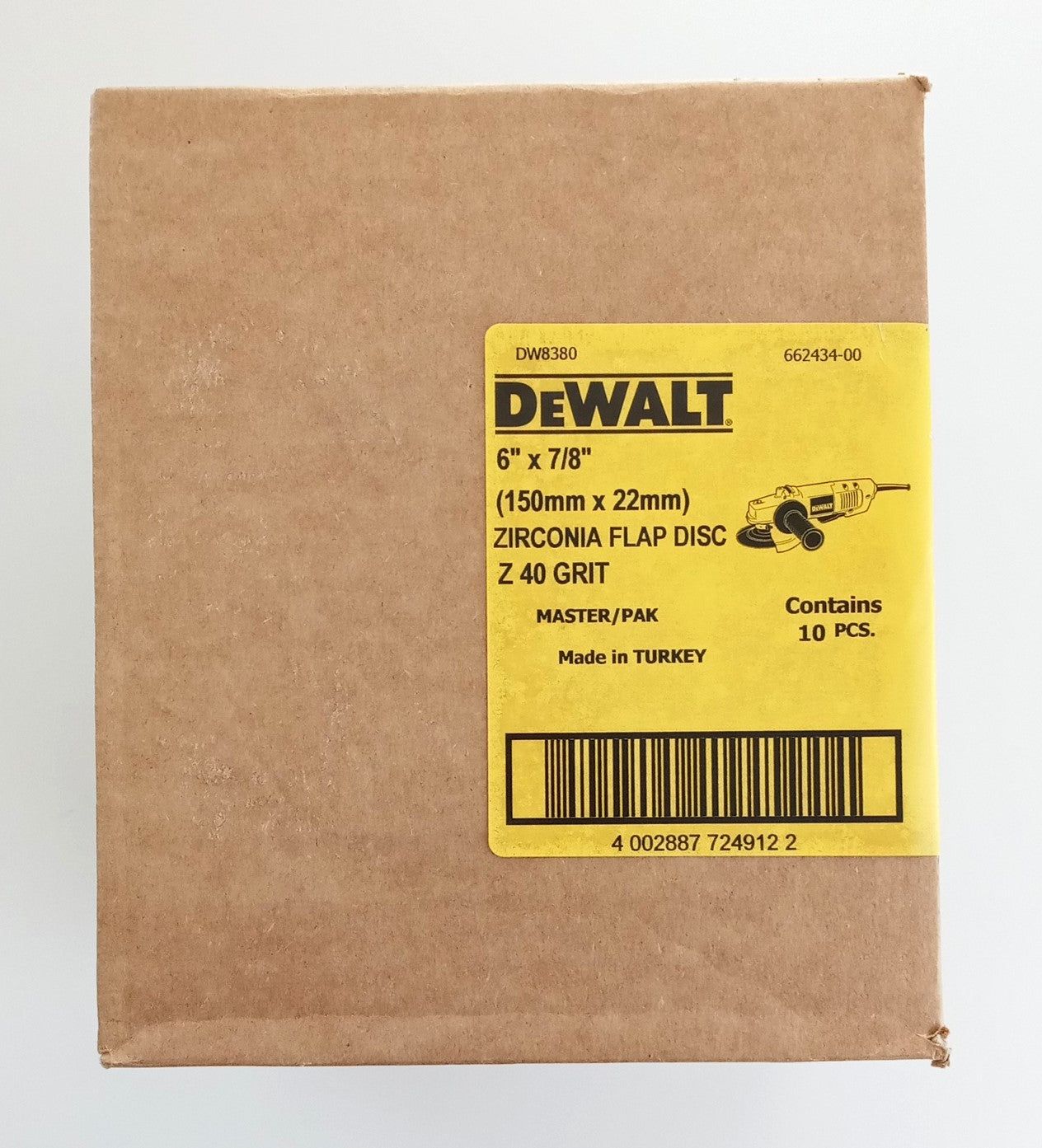 Dewalt DW8380 6" X 7/8" Zirconia Flap Disc Z 40 Grit 10pcs