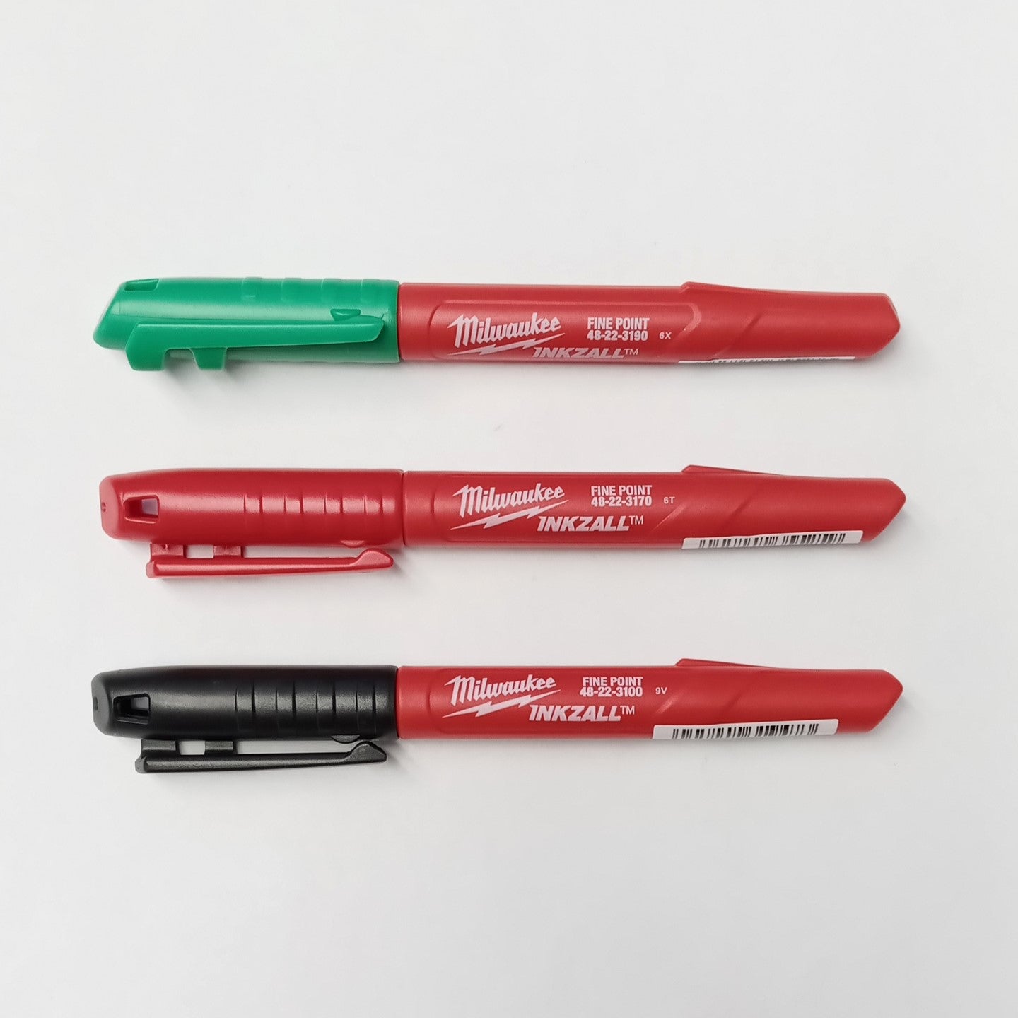 Milwaukee 48-22-3100-3 Inkzall Black Red Green Fine Point Marker 3pcs.