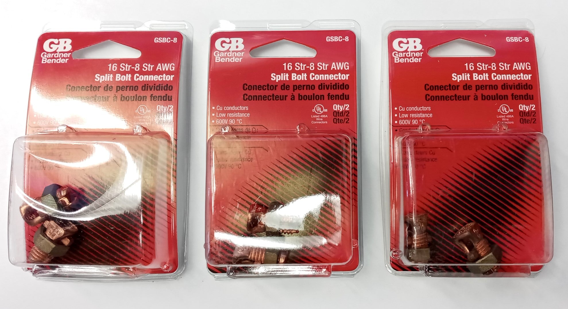 Gardner Bender GSBC-8 Stranded 16-8 AWG Solid Copper Split Bolt Connector 3 PKS