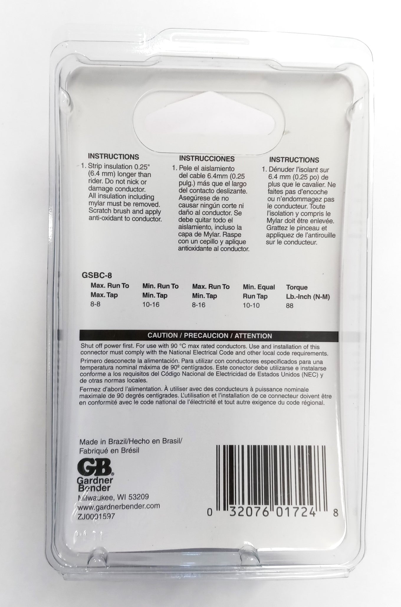 Gardner Bender GSBC-8 Stranded 16-8 AWG Solid Copper Split Bolt Connector 3 PKS