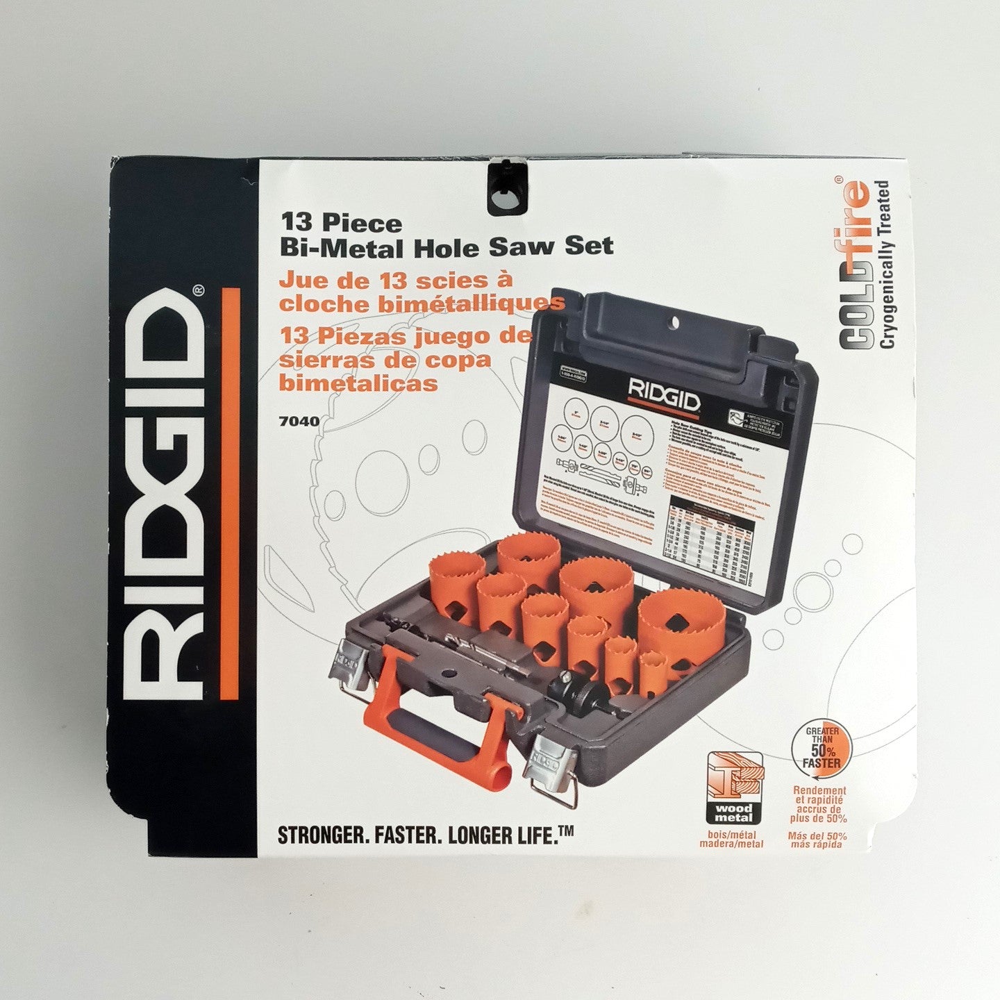Ridgid 7040 13pc Bi-Metal Hole Saw Set Cobalt Industrial Steel (cracked case)