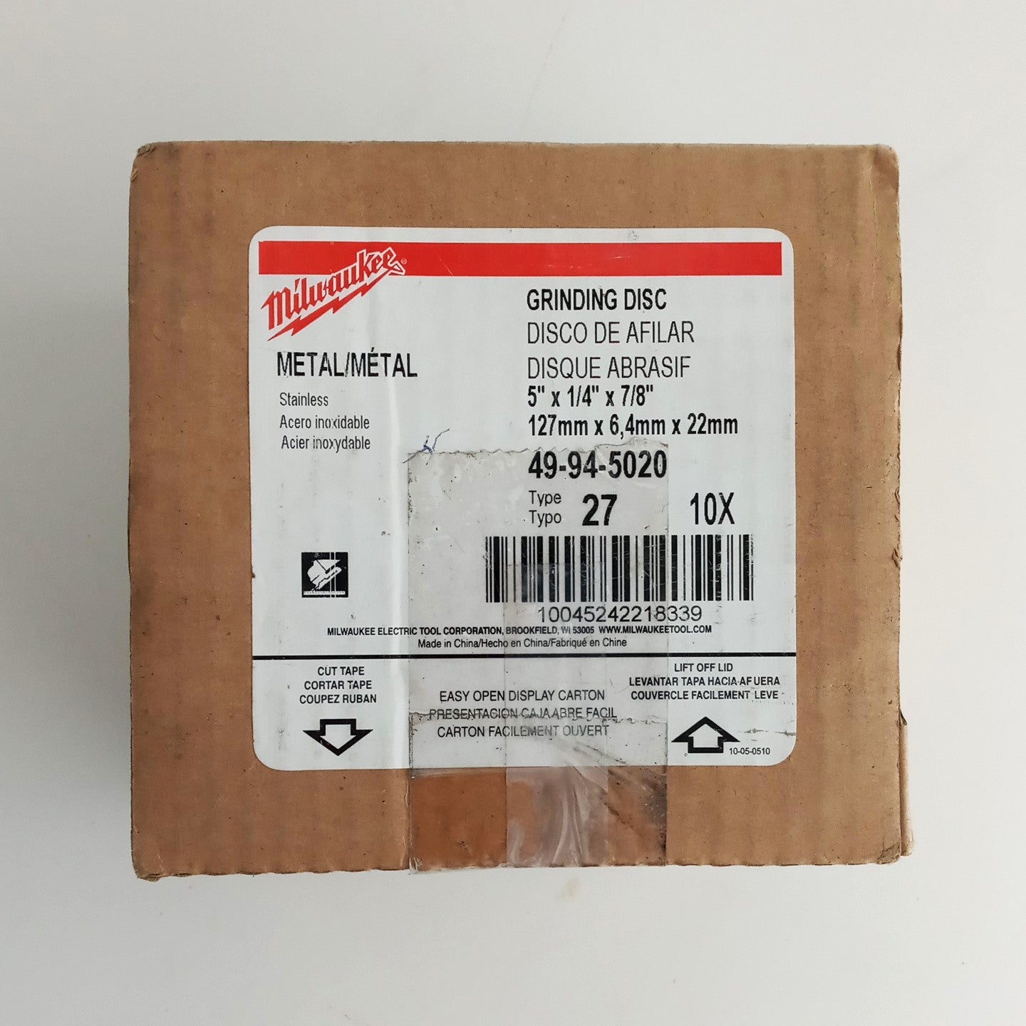 Milwaukee 49-94-5020 Metal Stainless Grinding Disc 10pk 5 X 1/4 X 7/8