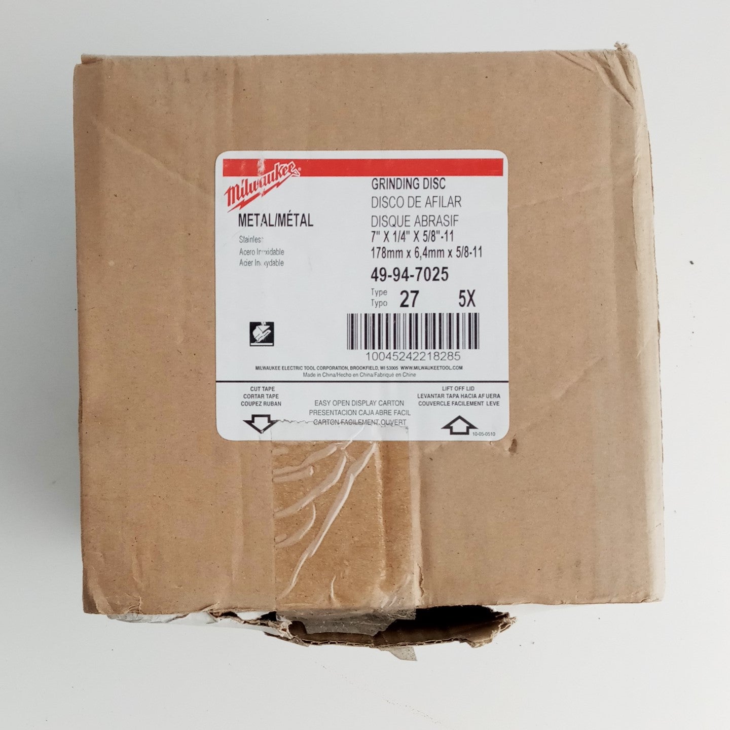 Milwaukee Tool 49-94-7025 7" X 1/4" X 5/8-11" Grinding Wheel (Type 27) 5pcs.
