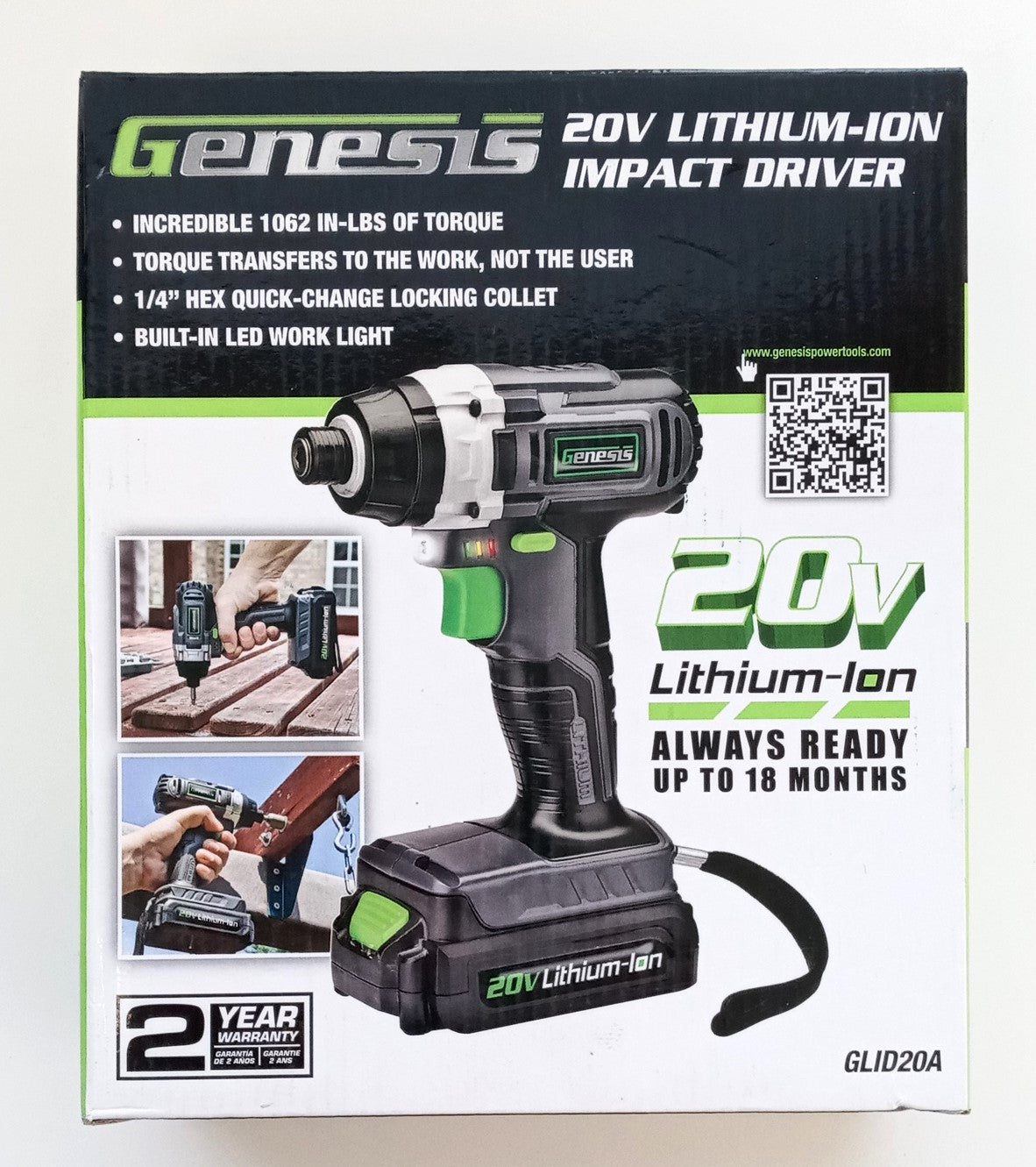 Genesis GLID20A  20V Impact Driver, 1/4" Hex Quick-Change Locking Collet #HW