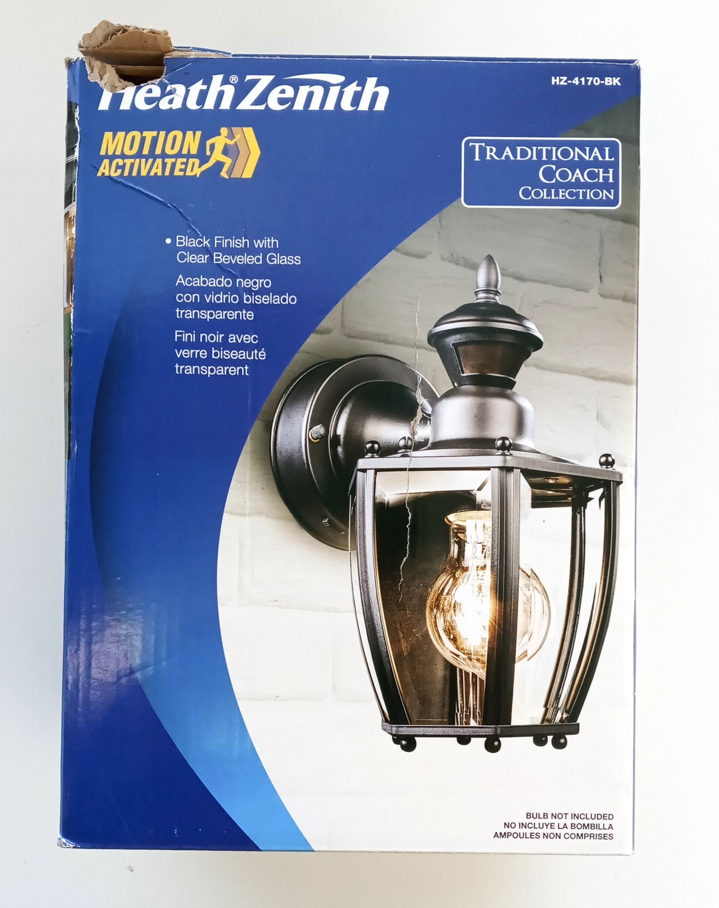 Heath Zenith HZ-4170-BK 150 Degree Motion Activated Decorative Lantern, Black