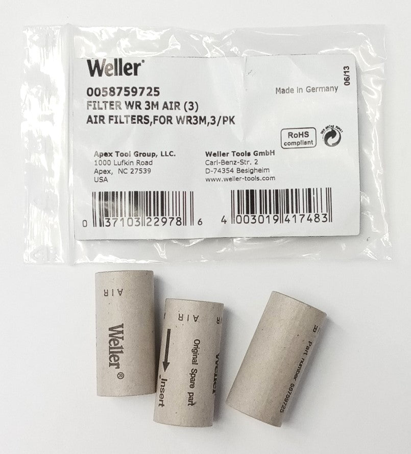 Weller 0058759725 Replacement Air Filters for WR3M & WR3000M Control Units 3pk