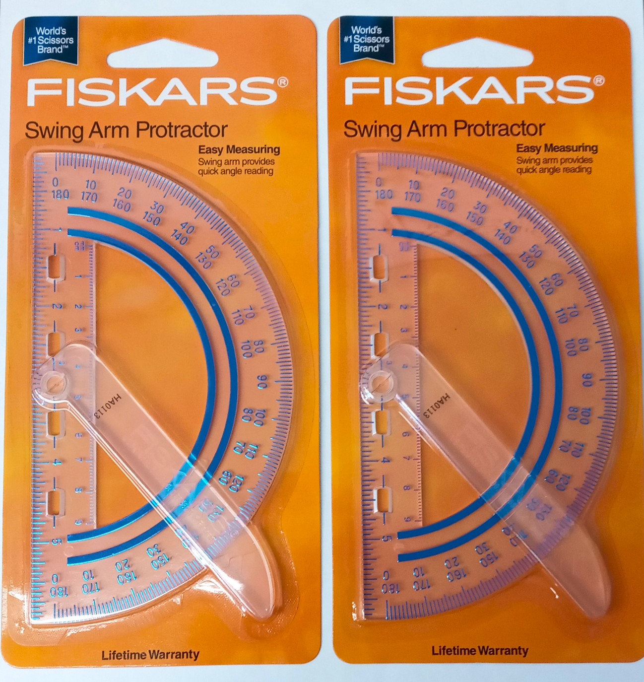 Fiskars 12-95400J Swing Arm Protractor Plastic Clear 6" Assorted Text Color 2PCS