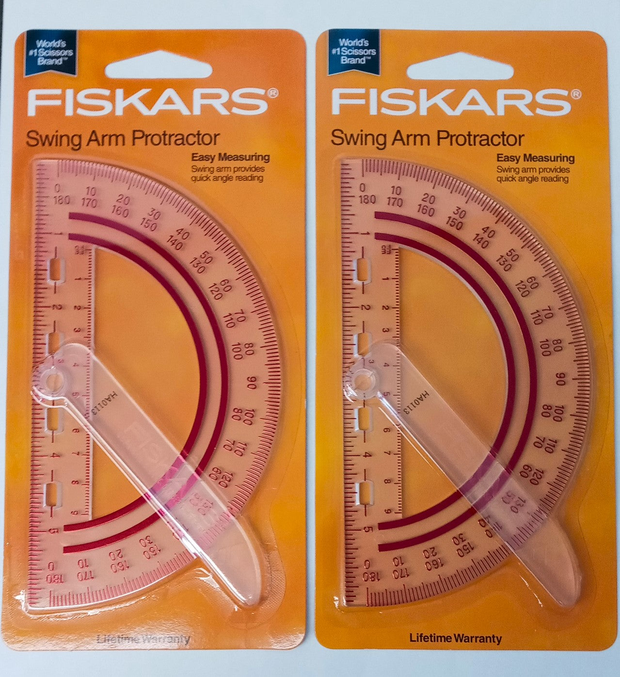 Fiskars 12-95400J Swing Arm Protractor Plastic Clear 6" Assorted Text Color 2PCS