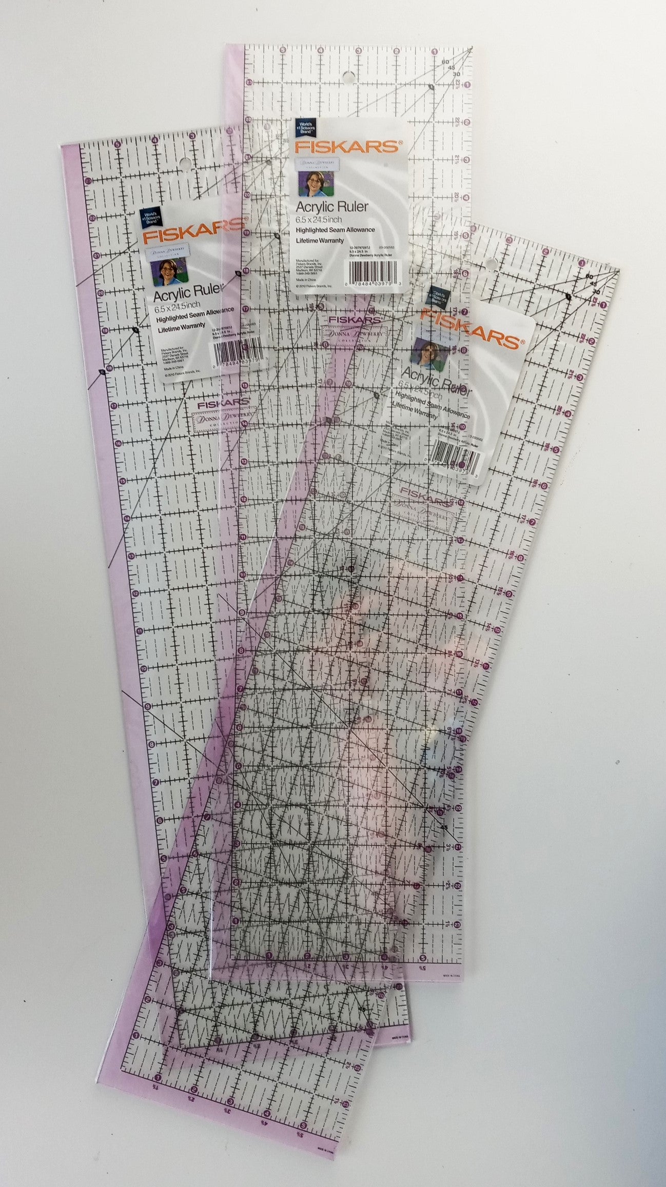 FISKARS 12-39797097J 6.5" x 24.5" Quilting Sewing Crafts Acyrlic Ruler 3PCS