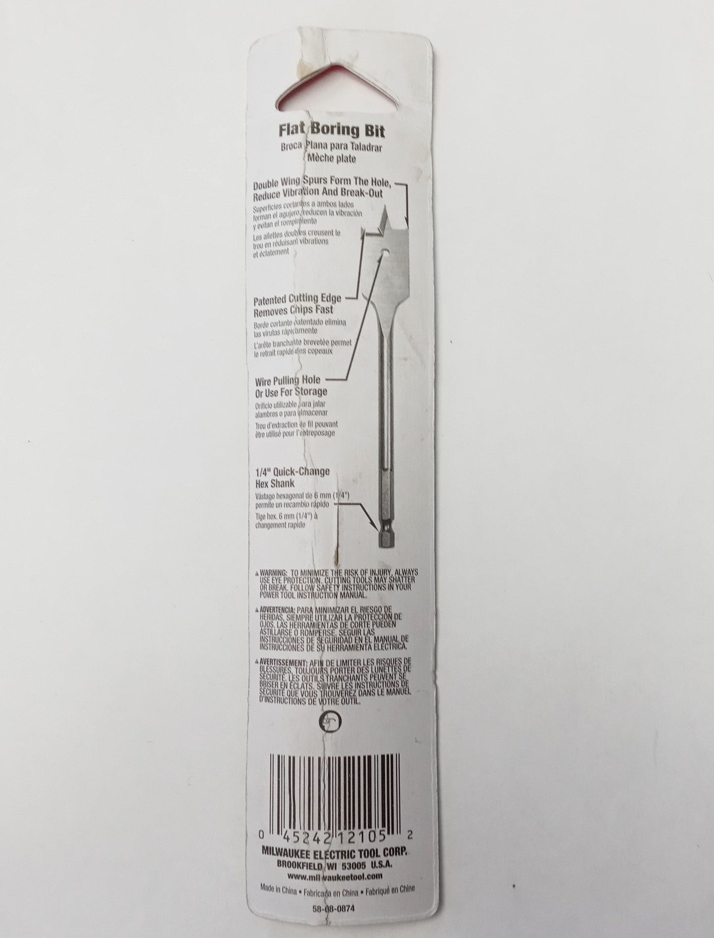 Milwaukee 48-27-0871 Flat Boring Bit 7/8" x 6"