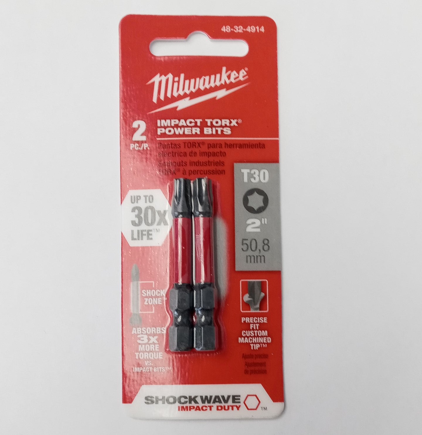 Milwaukee 48-32-4914 Shockwave Impact Torx T30 Power Bits 2" Long