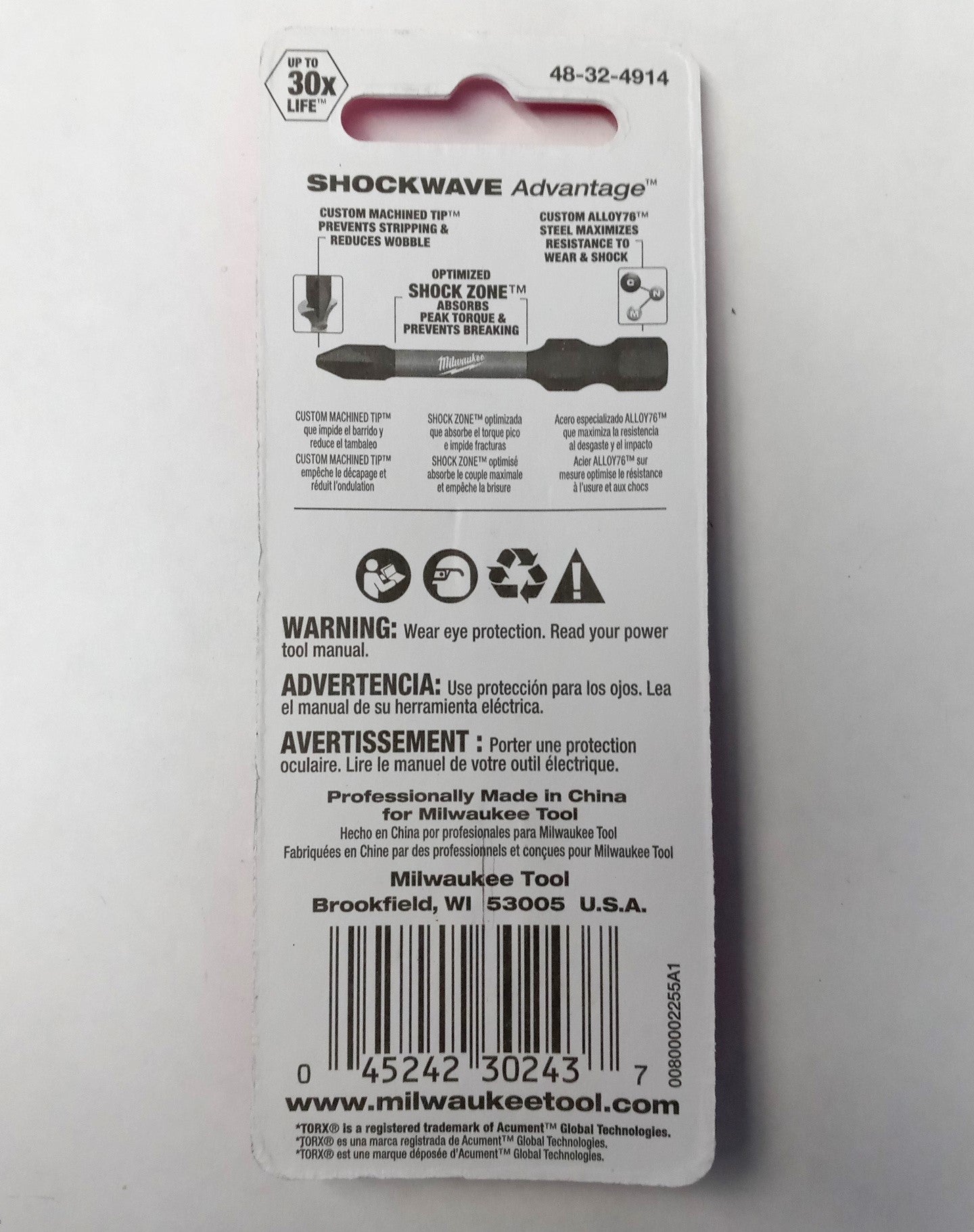 Milwaukee 48-32-4914 Shockwave Impact Torx T30 Power Bits 2" Long