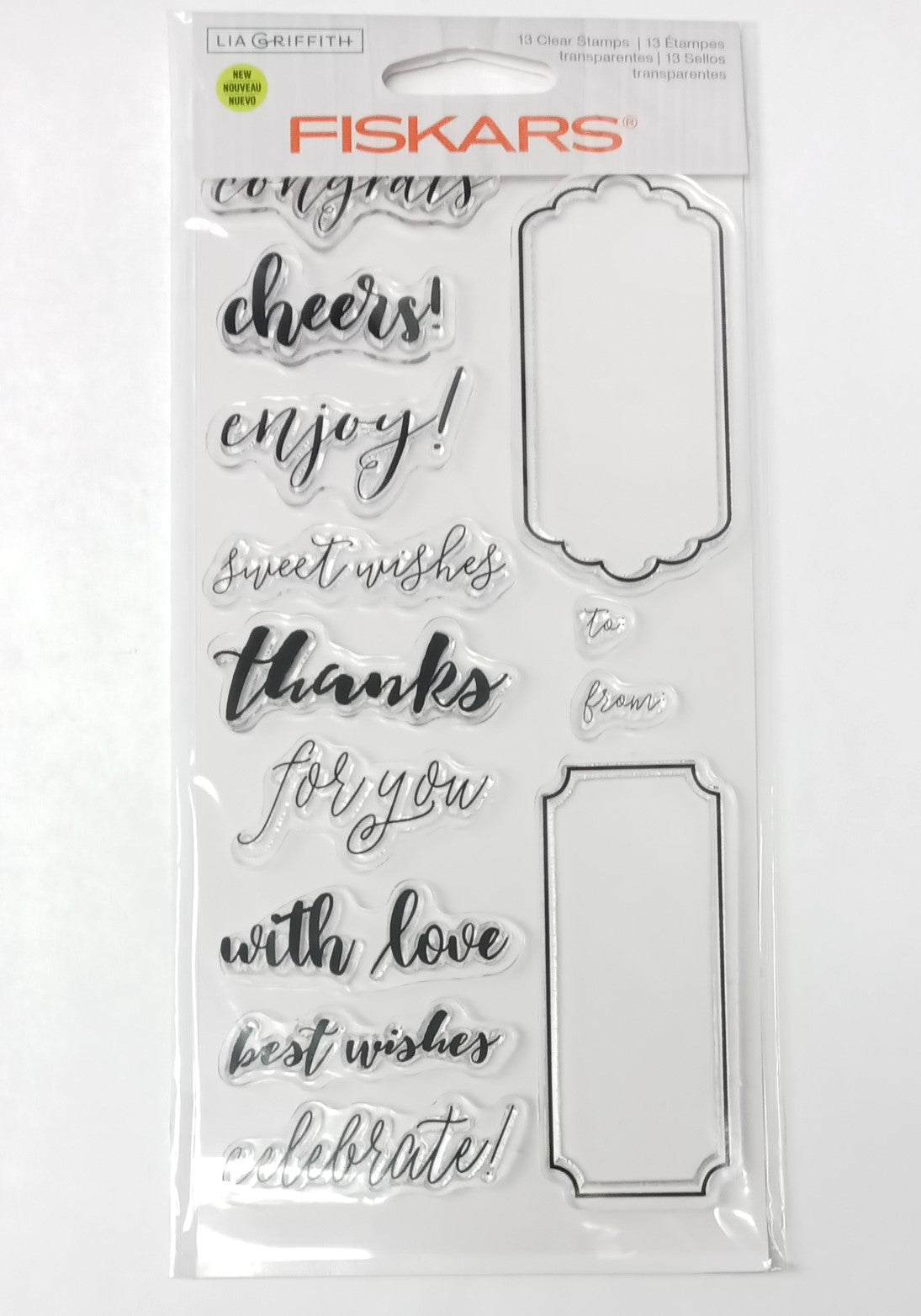 Fiskars 127540-1001 Clear Stamps Lia Griffith, Celebration Tag Set