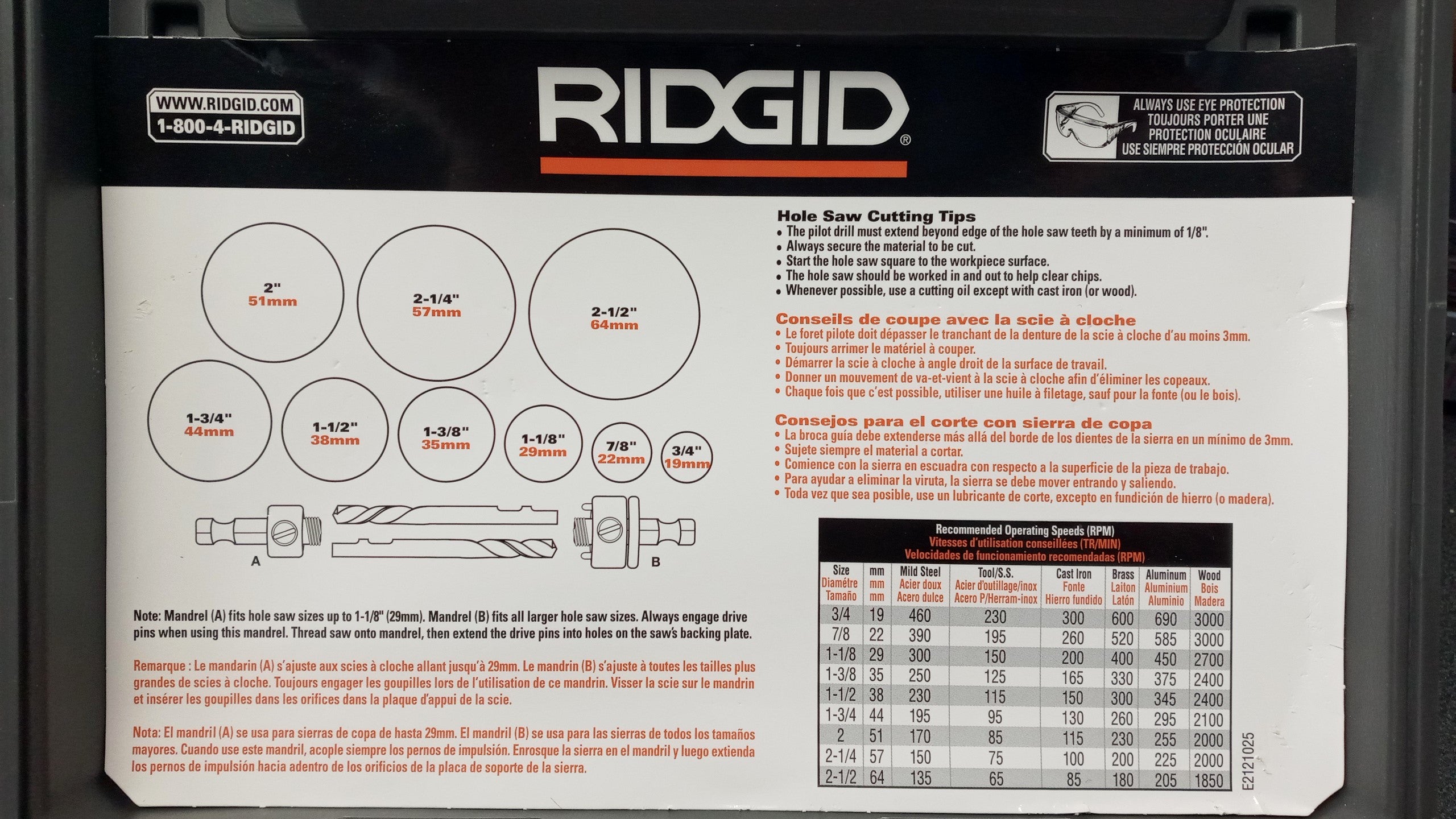 Ridgid 7040 13pc Bi-Metal Hole Saw Set Cobalt Industrial Steel (cracked case)