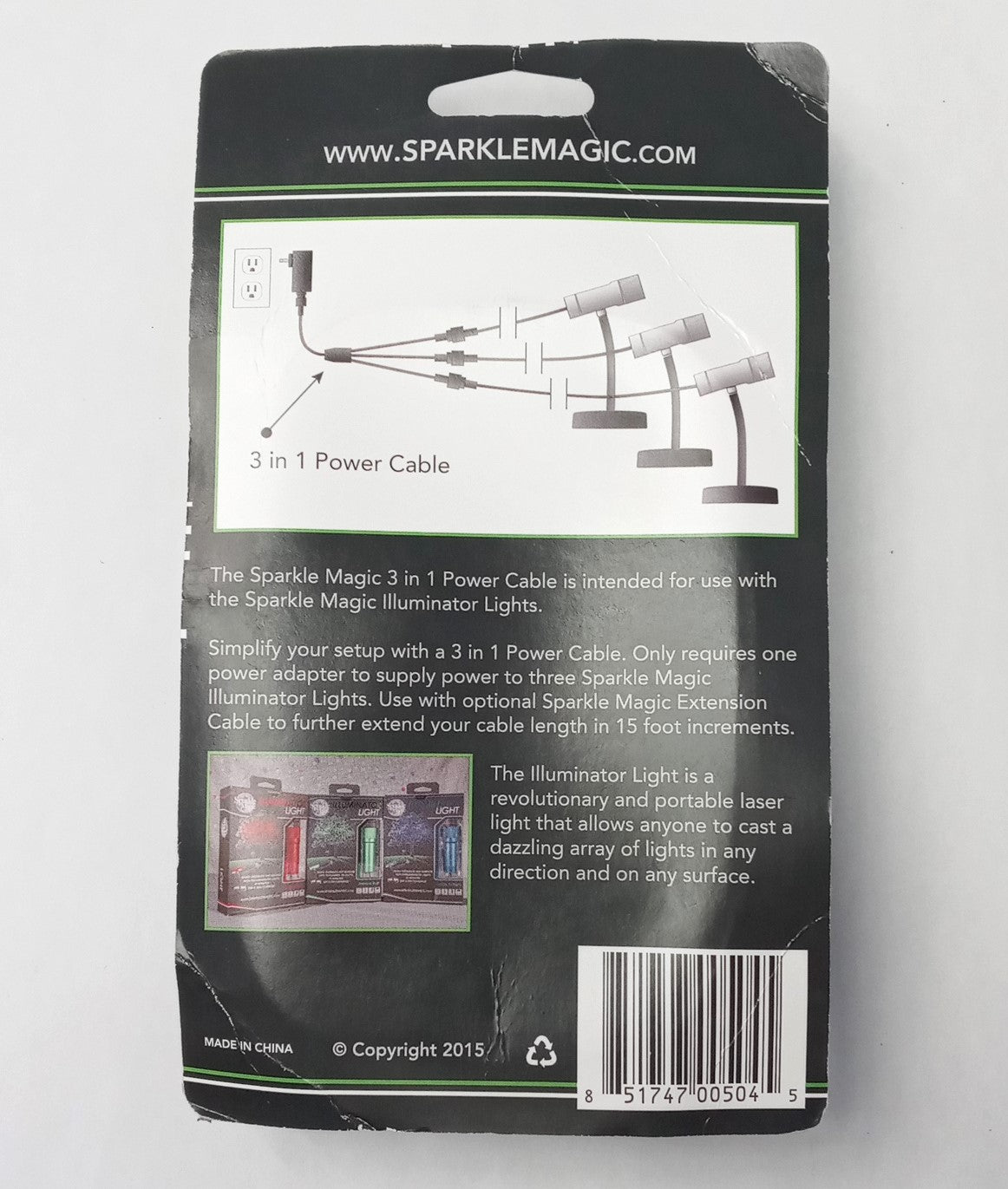 Sparkle Magic 3-IN-1 Power Cable Illuminator Light Accessory 00504 #HW