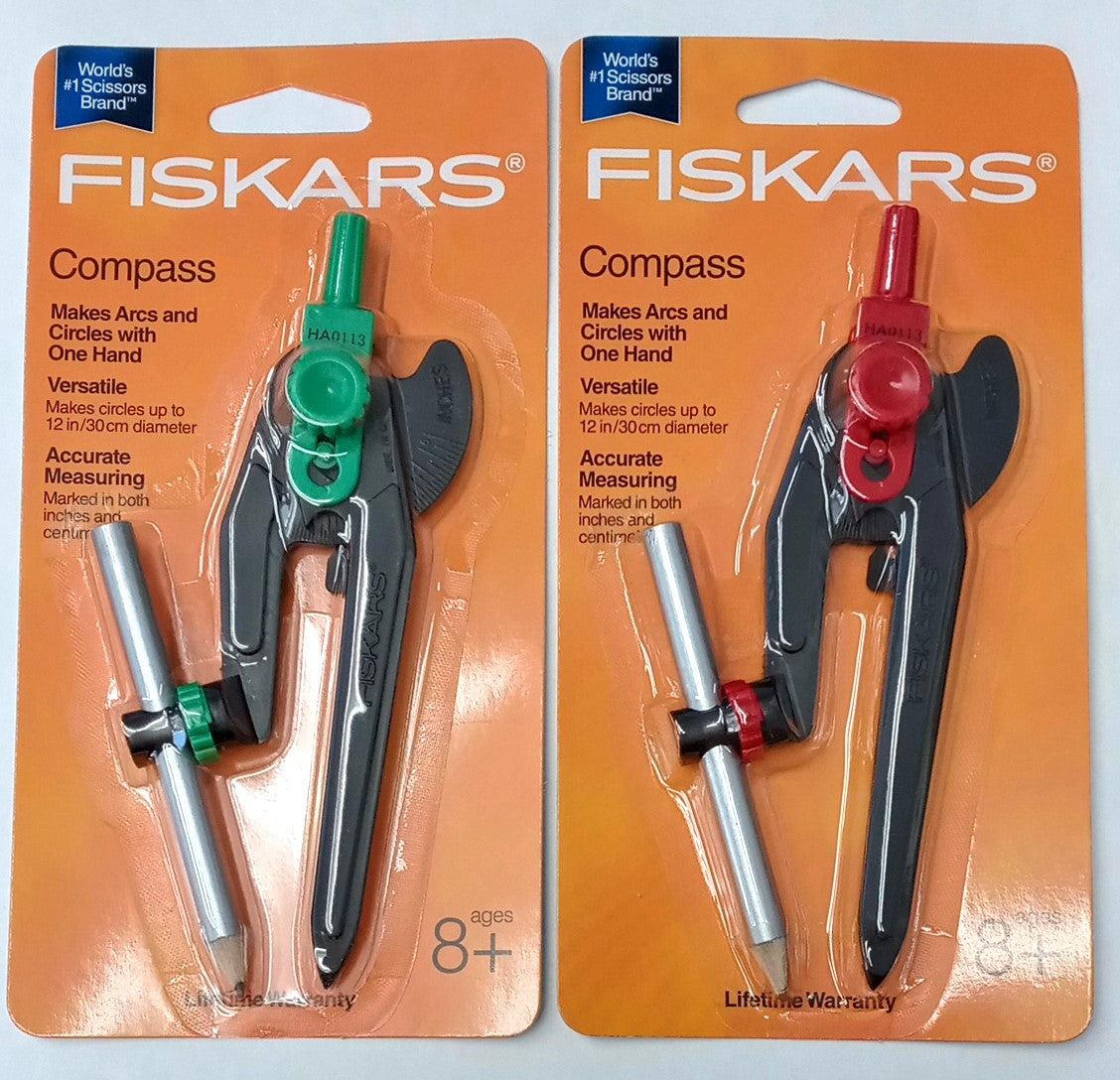 Fiskars 12-95300J Bow Compass Classroom Safety Rubber Tip 2 Packs