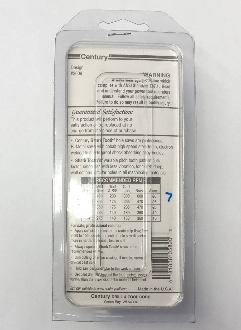 Century 1-1/4" Bi-Metal Variable Pitch Hole Saw 3/8" Arbor 05820 #HW