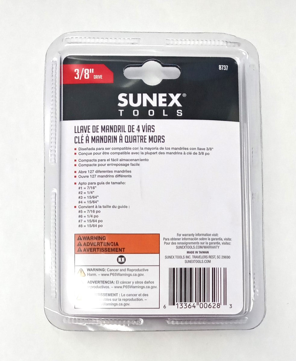 Sunex Tools 3/8” Dr. 4-Way Chuck Key 8737