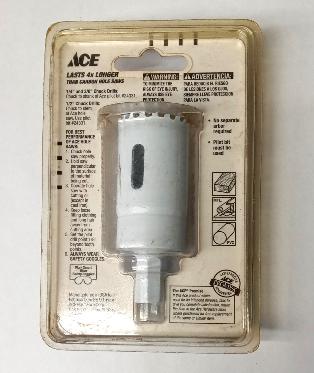 ACE 1-1/4" Bi-Metal Hole Saw with Arbor 24310 #HW