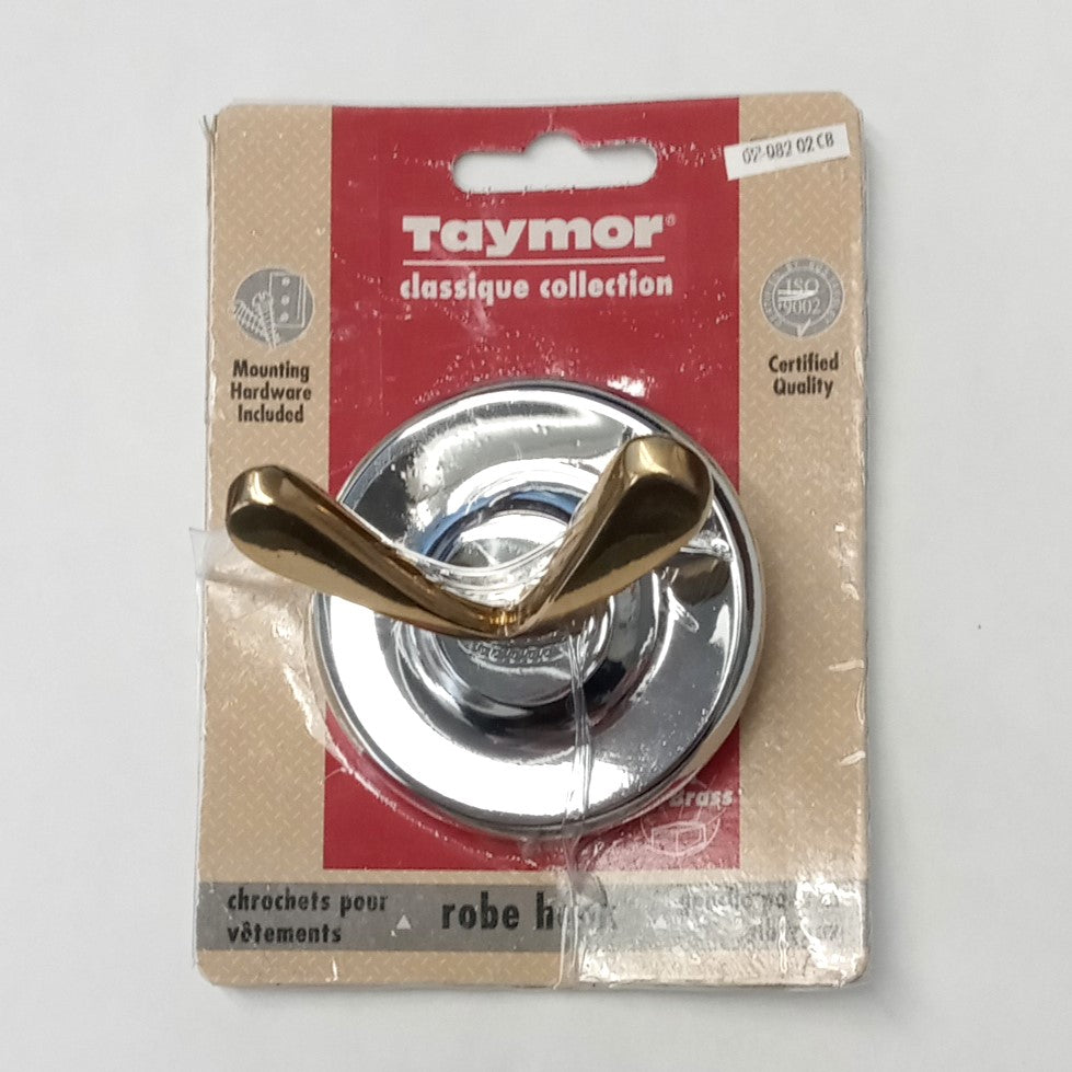 Taymor 02-D8202CB Classique Series Double Robe Hook Polished Chrome & Brass