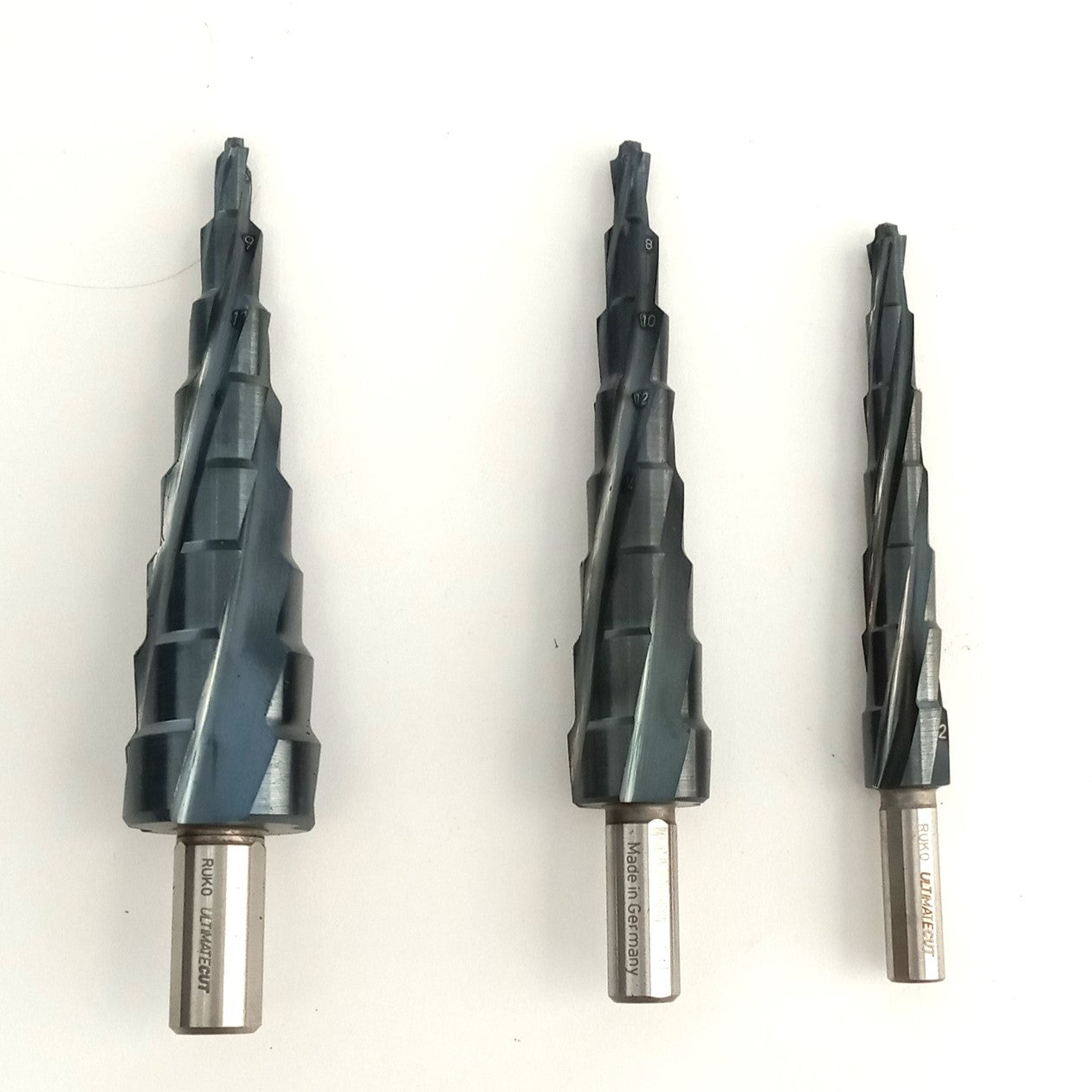 RUKO 101087PRO 3-Pc Step Drill Set 6 - 12mm 6 - 20mm 6 - 27mm HSS 101087 Germany