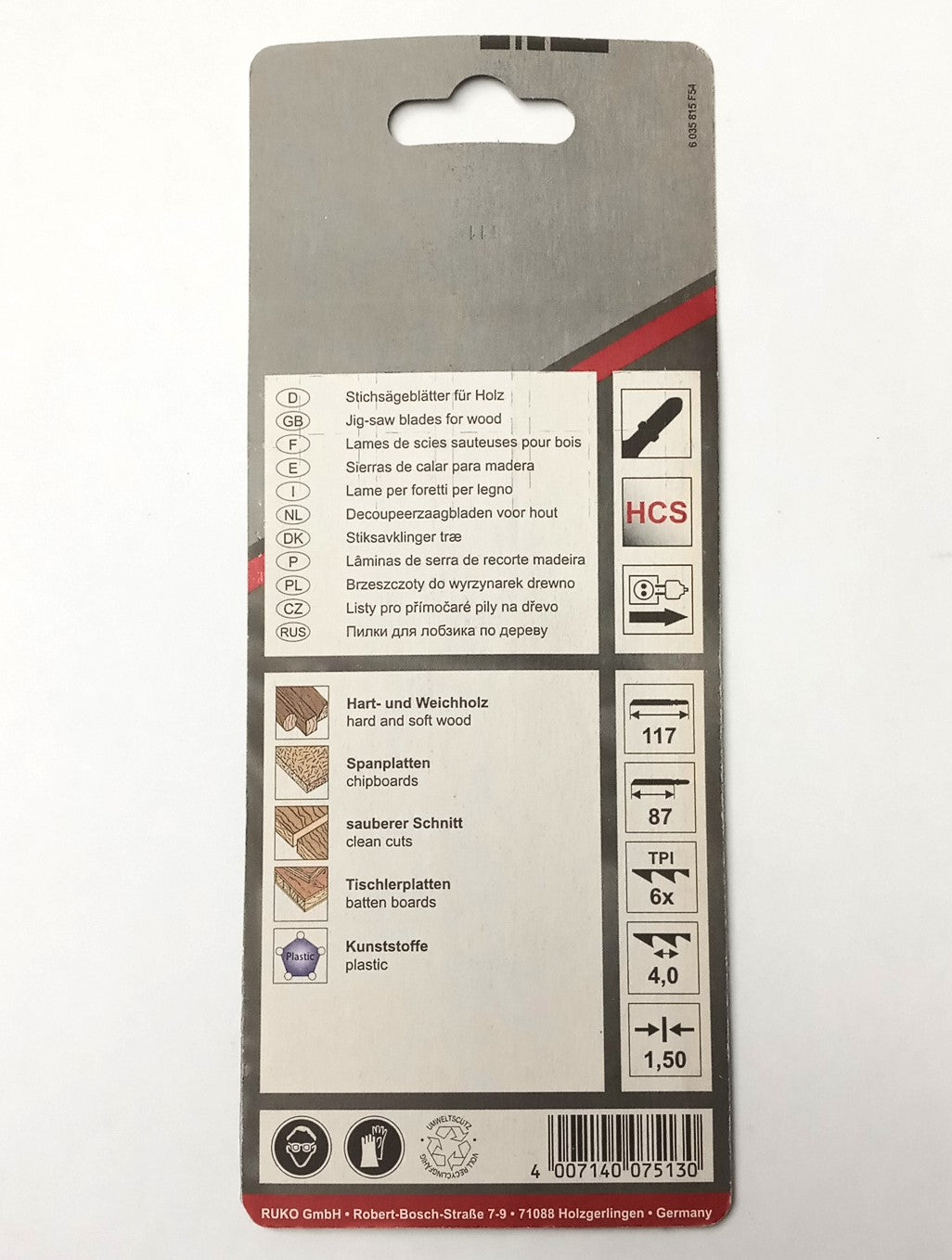 Ruko T-shank Jig-Saw Blades T-301D (5pcs) 3218023 Germany