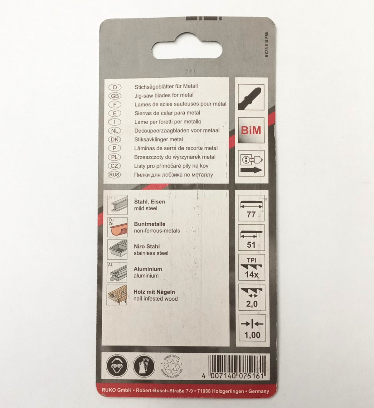 Ruko T-shank Jig-Saw Blades T-118BF (5pcs) 3218028 Germany