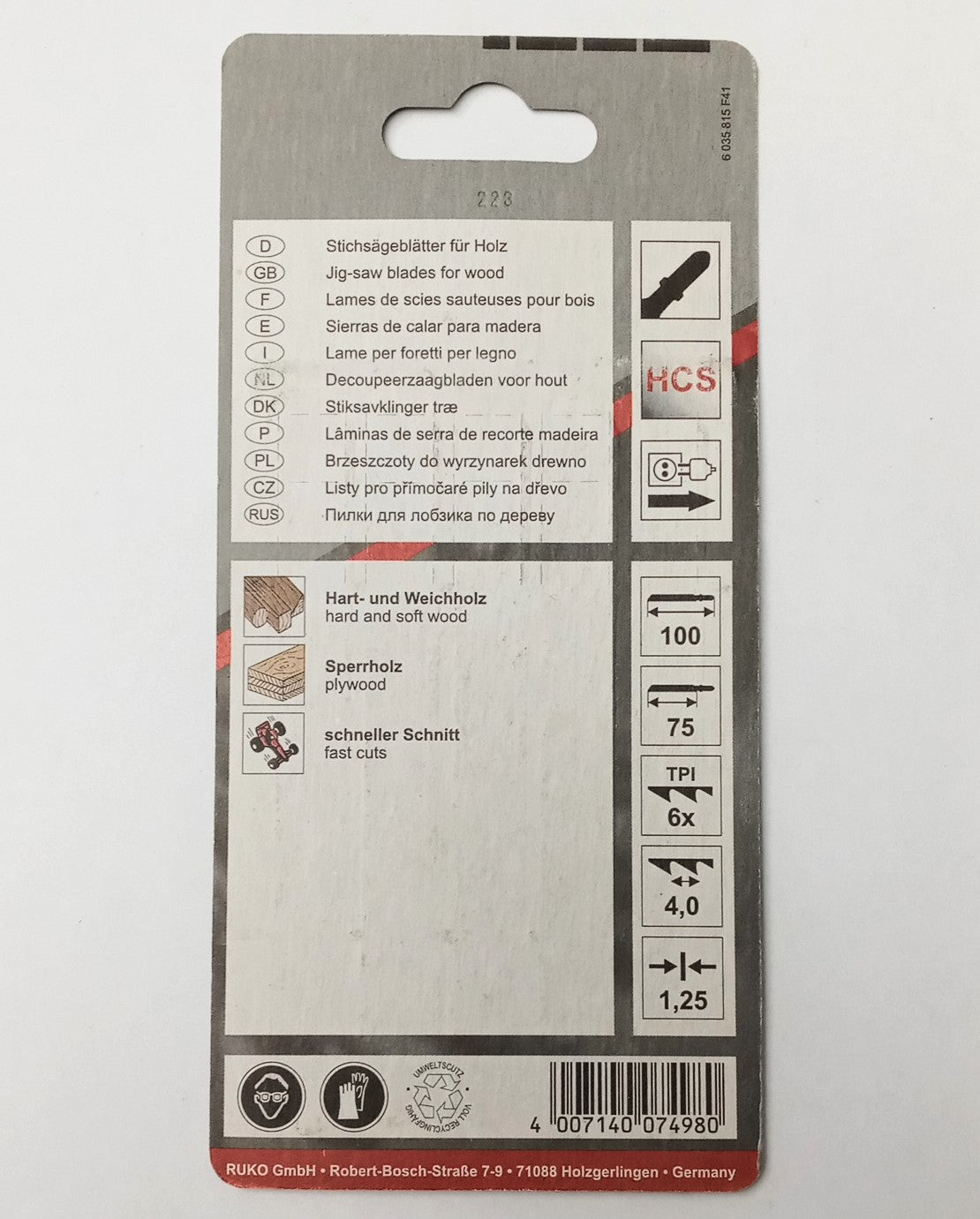 Ruko T-shank Jig-Saw Blades T-144D (5pcs) 3218006 Germany